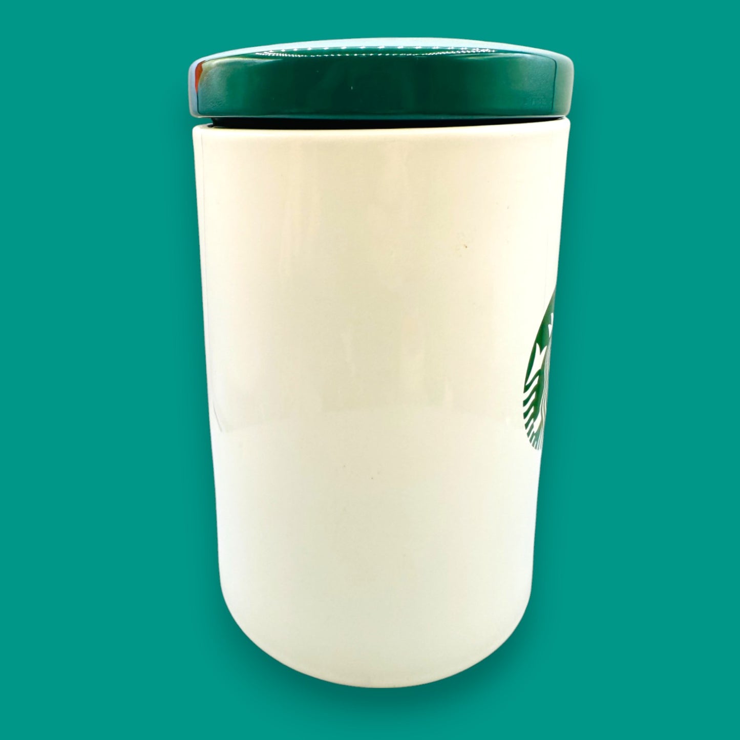 Starbucks Coffee Bean Canister Green & White – Ceramic Storage Jar
