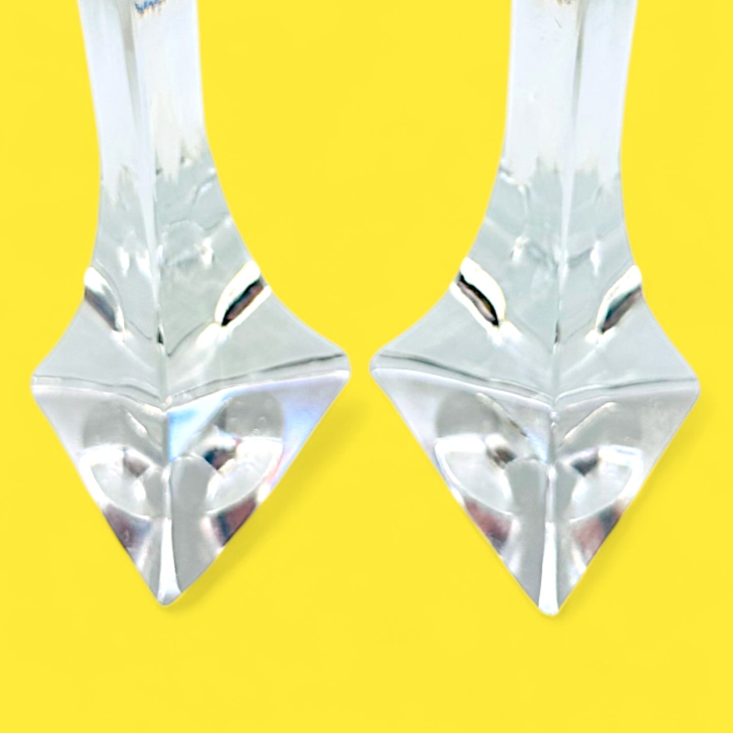 Vintage Thomas Webb Crystal Candlesticks – Triangular British Glass Pair