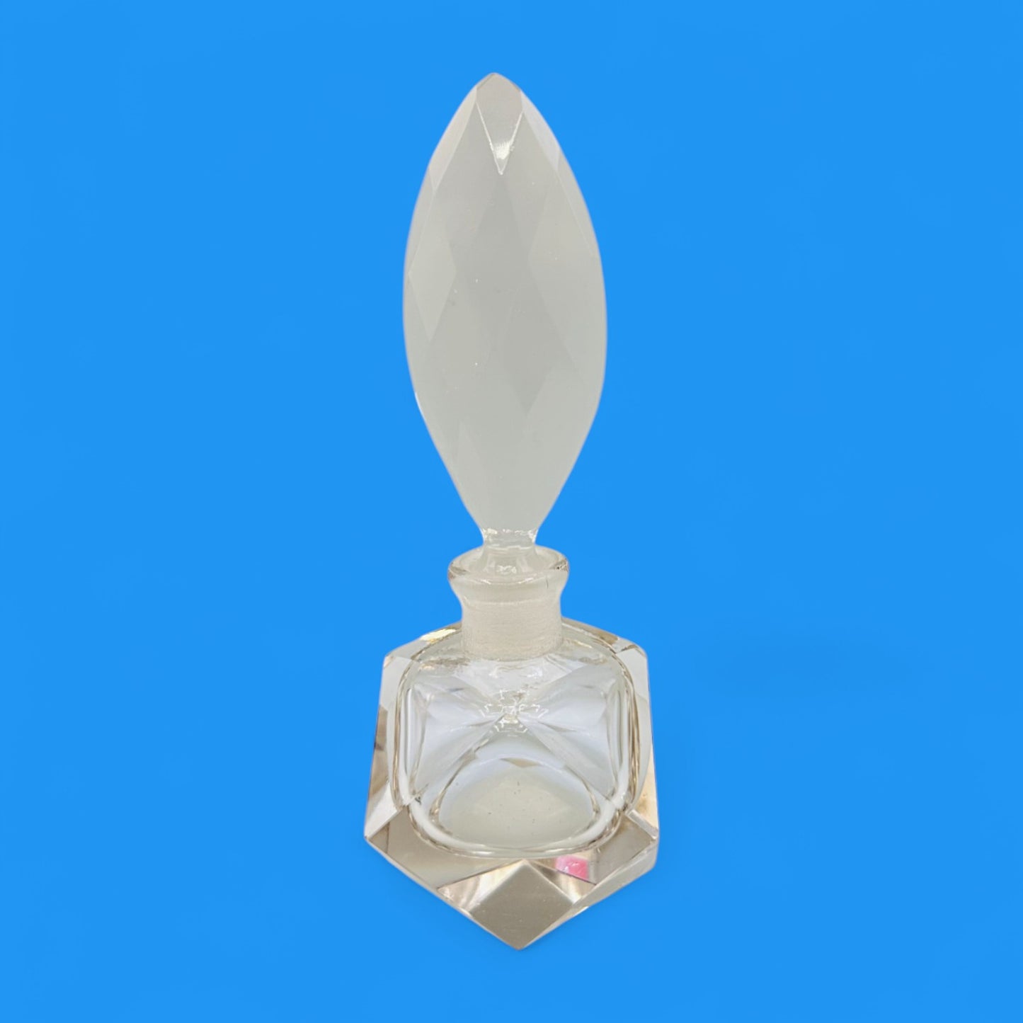 Vintage Crystal Perfume Bottle – Art Deco Faceted Glass with Stopper