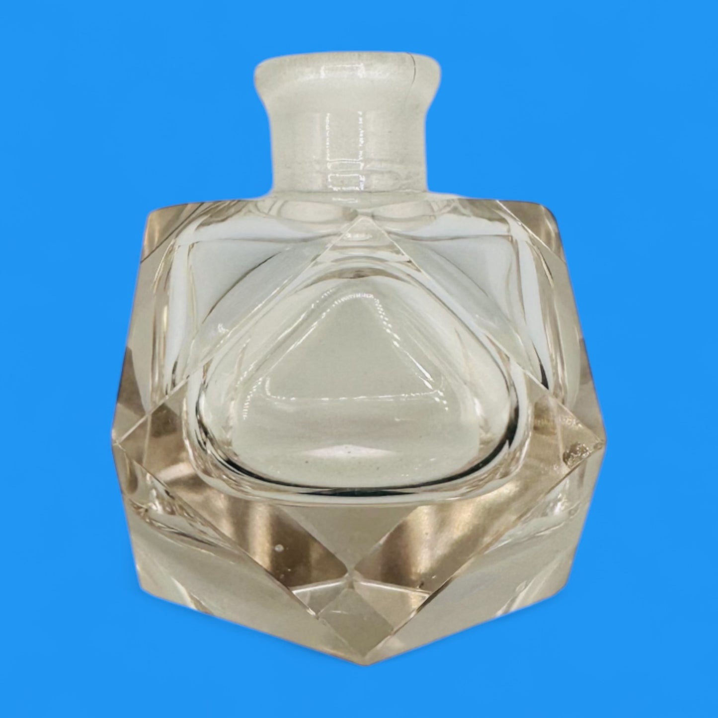 Vintage Crystal Perfume Bottle – Art Deco Faceted Glass with Stopper