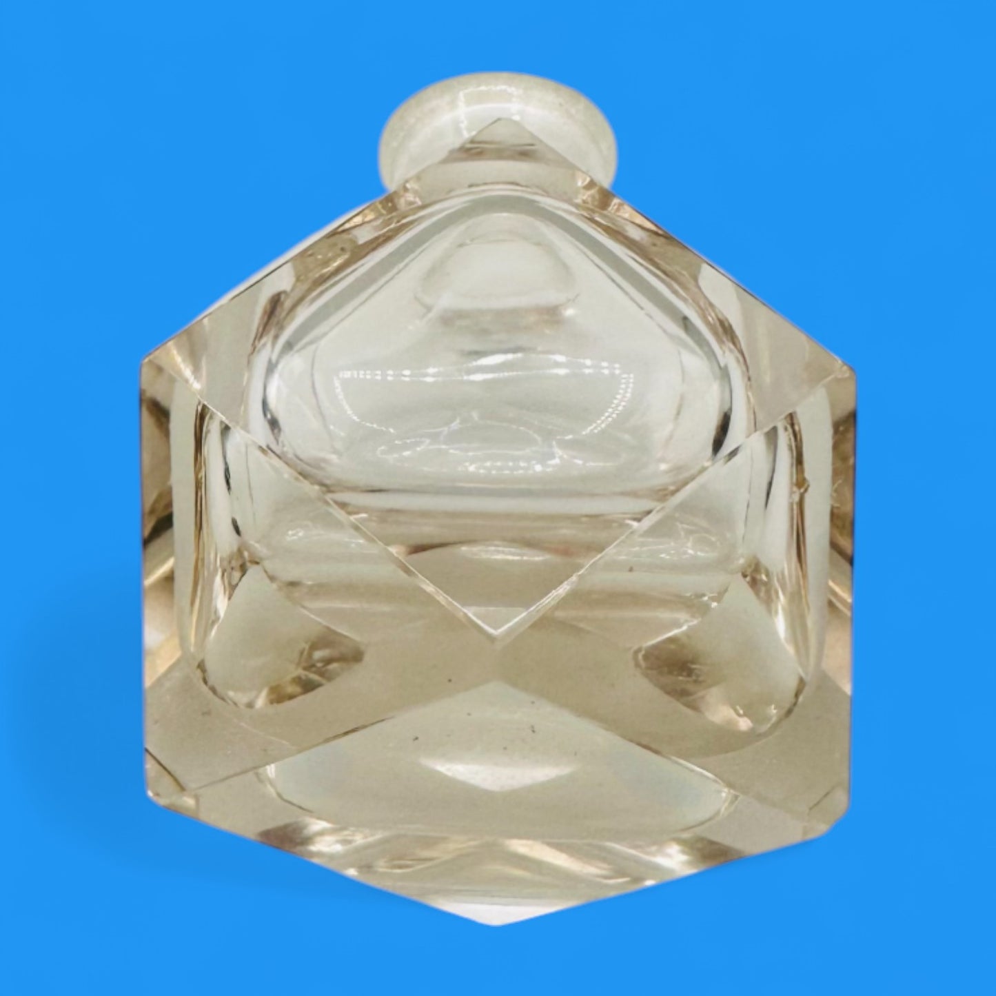 Vintage Crystal Perfume Bottle – Art Deco Faceted Glass with Stopper