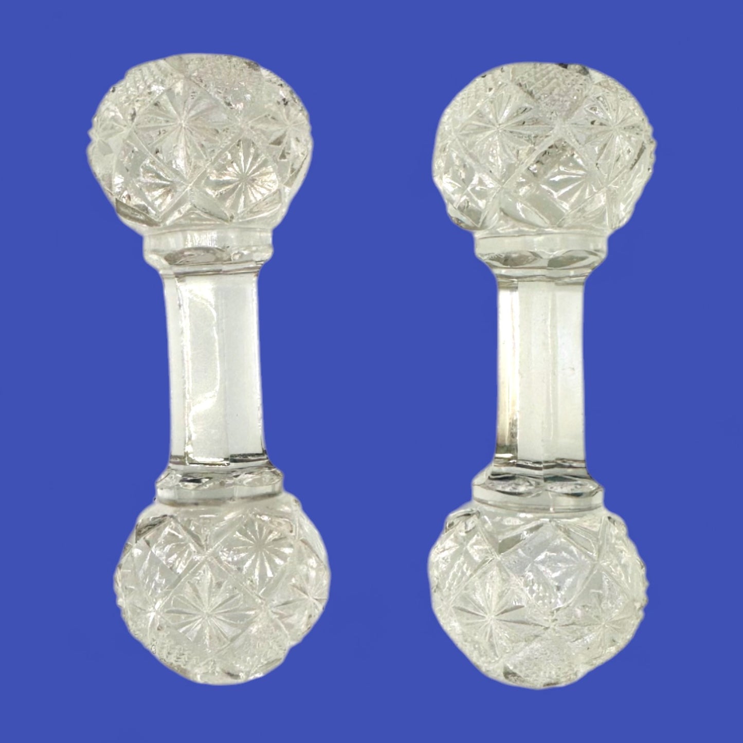 Pair of Victorian Cut Crystal Knife Rests – Star of David Pattern