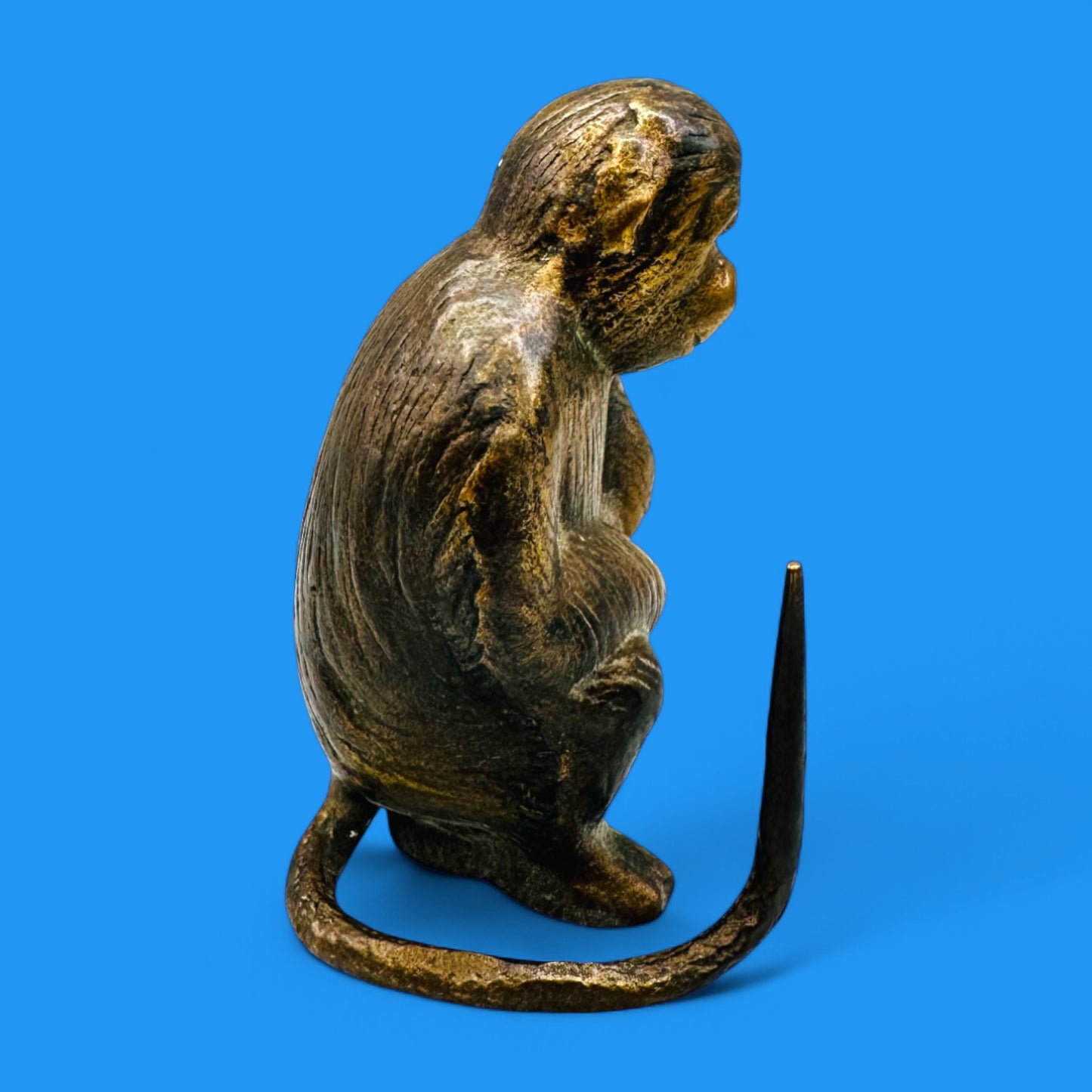 Vintage Brass Monkey Statue – Thinking Monkey Figurine