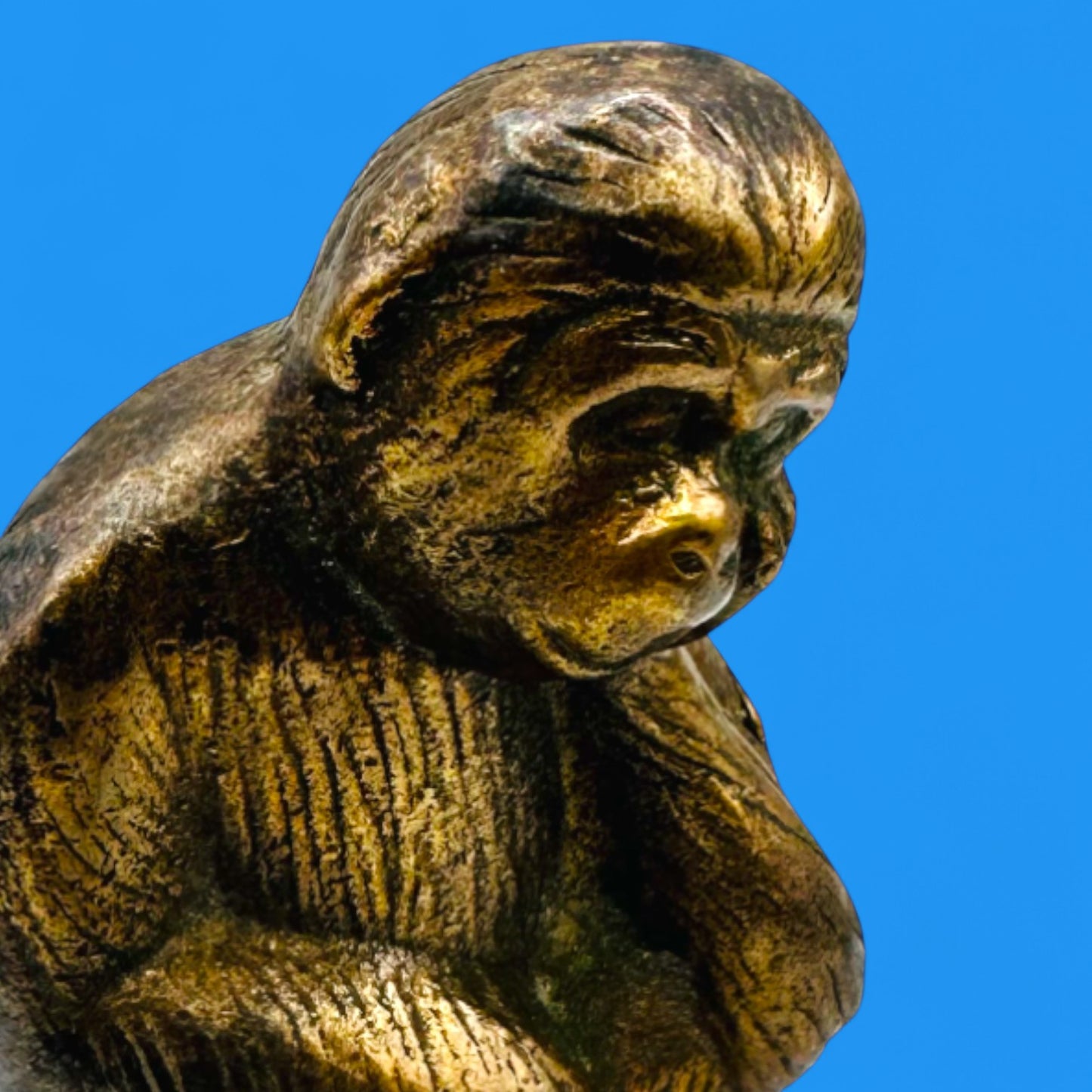 Vintage Brass Monkey Statue – Thinking Monkey Figurine