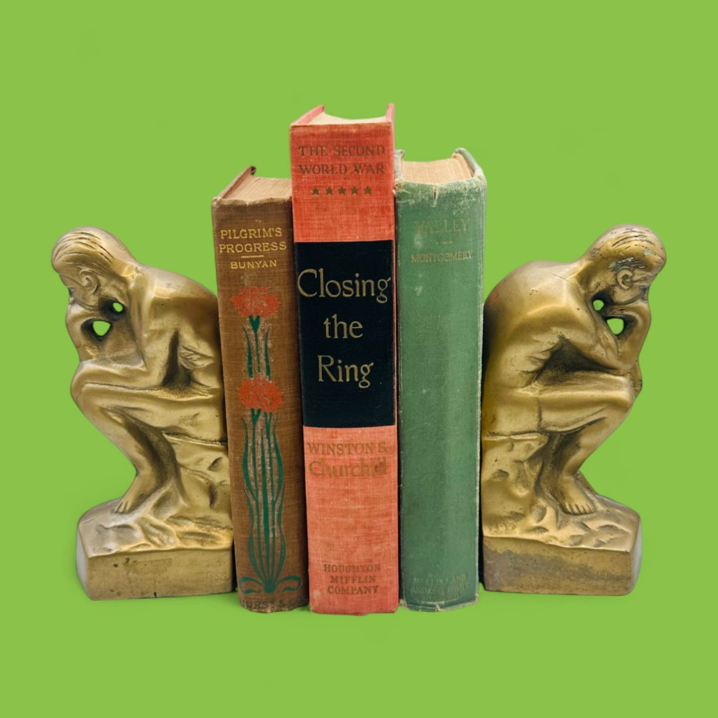 Pair of Vintage Brass Thinkers Bookends