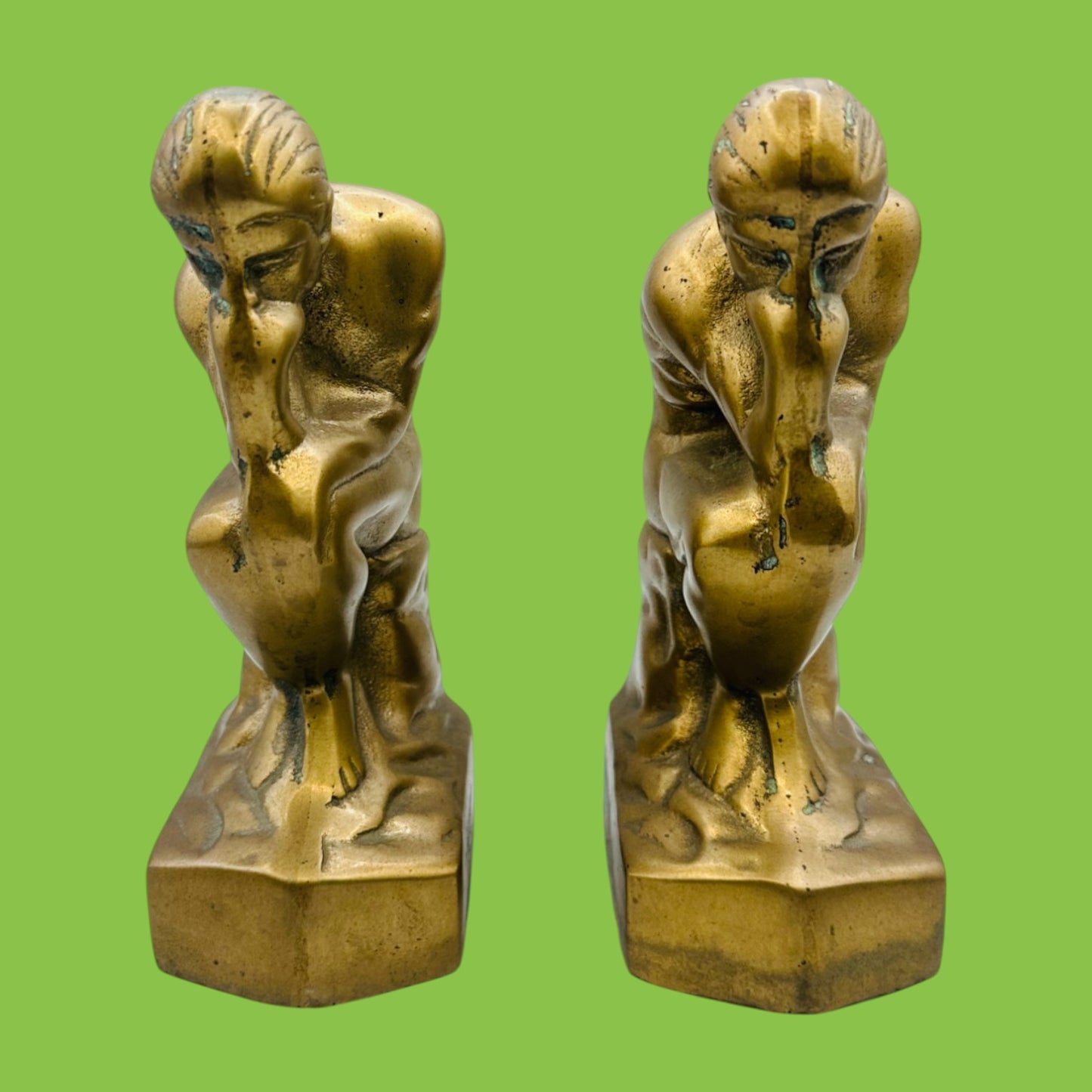 Pair of Vintage Brass Thinkers Bookends