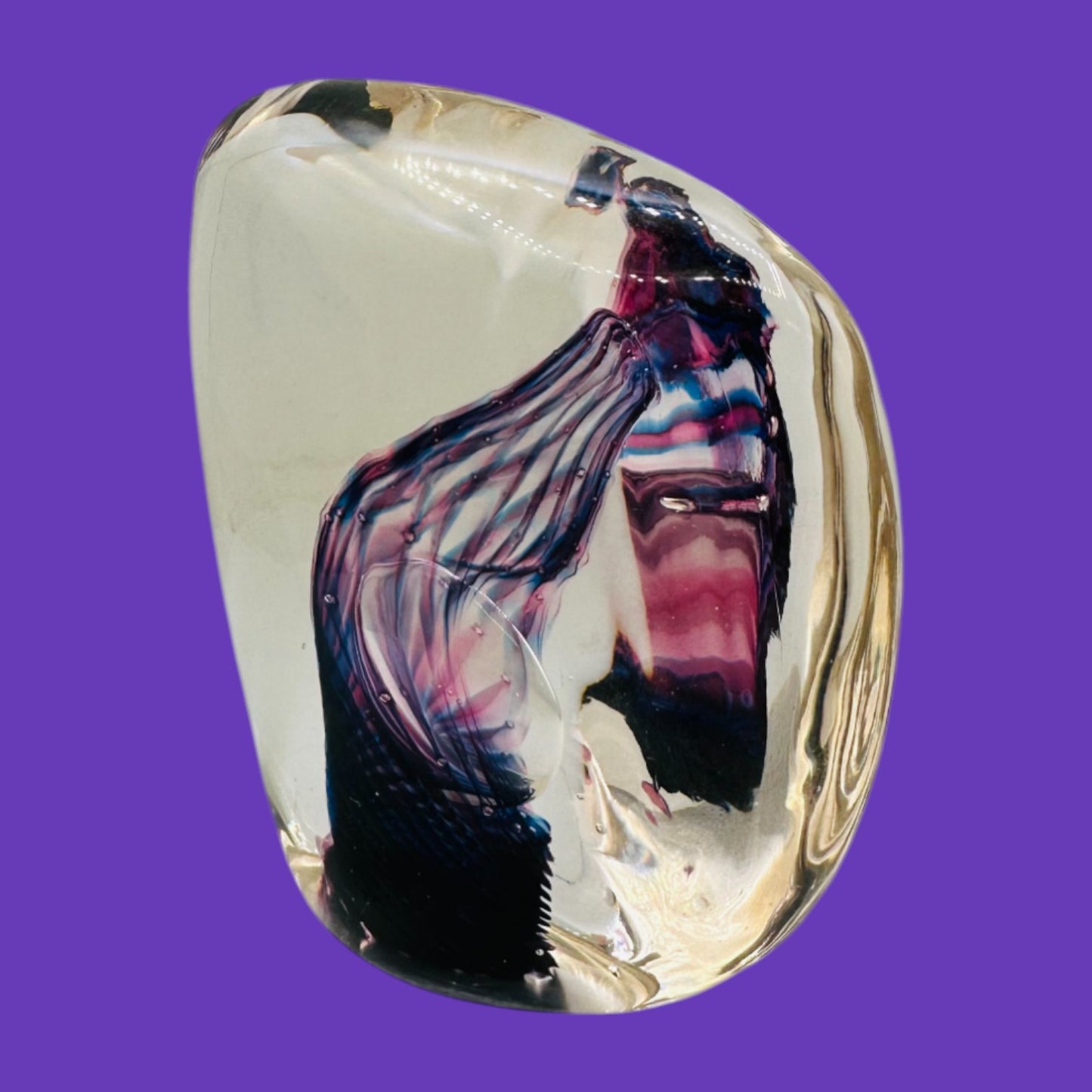 Vintage Unique Purple Art Glass Paperweight – Handblown Decorative Sculpture