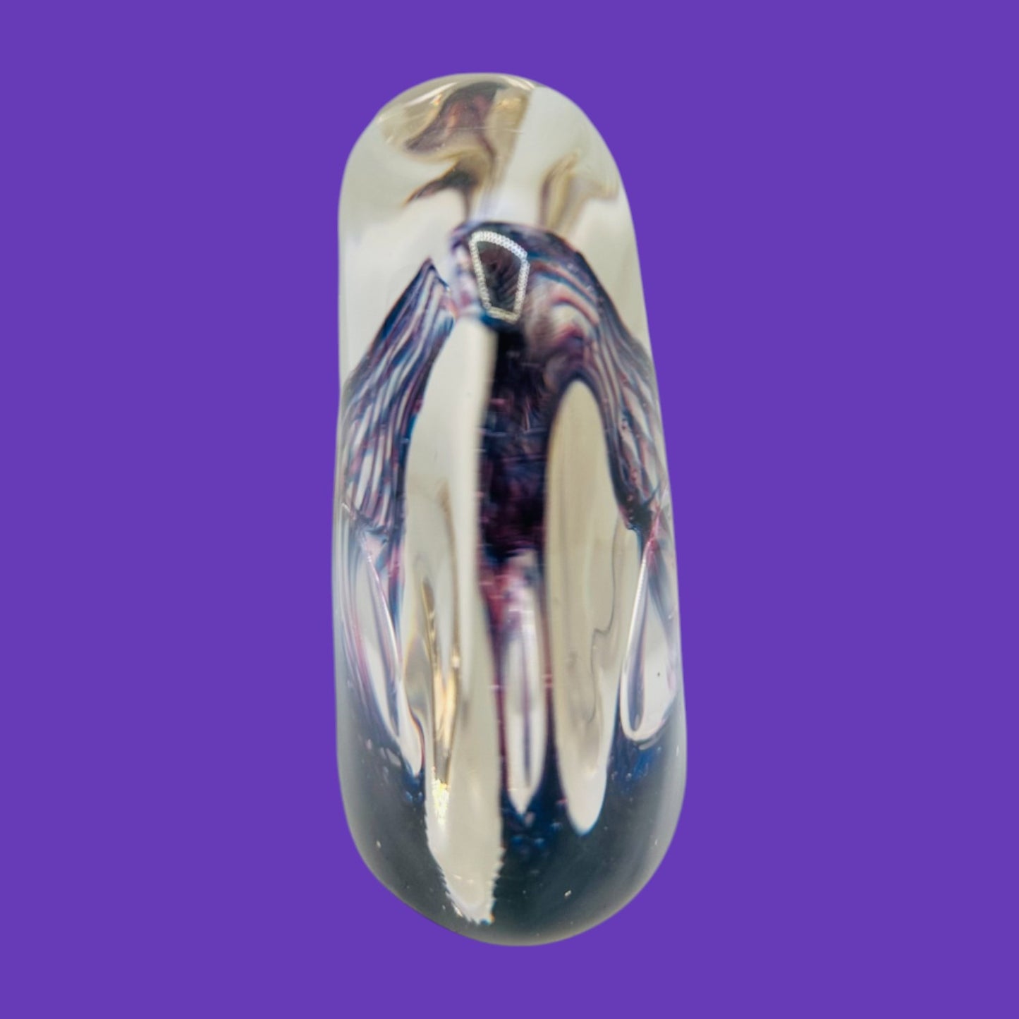 Vintage Unique Purple Art Glass Paperweight – Handblown Decorative Sculpture