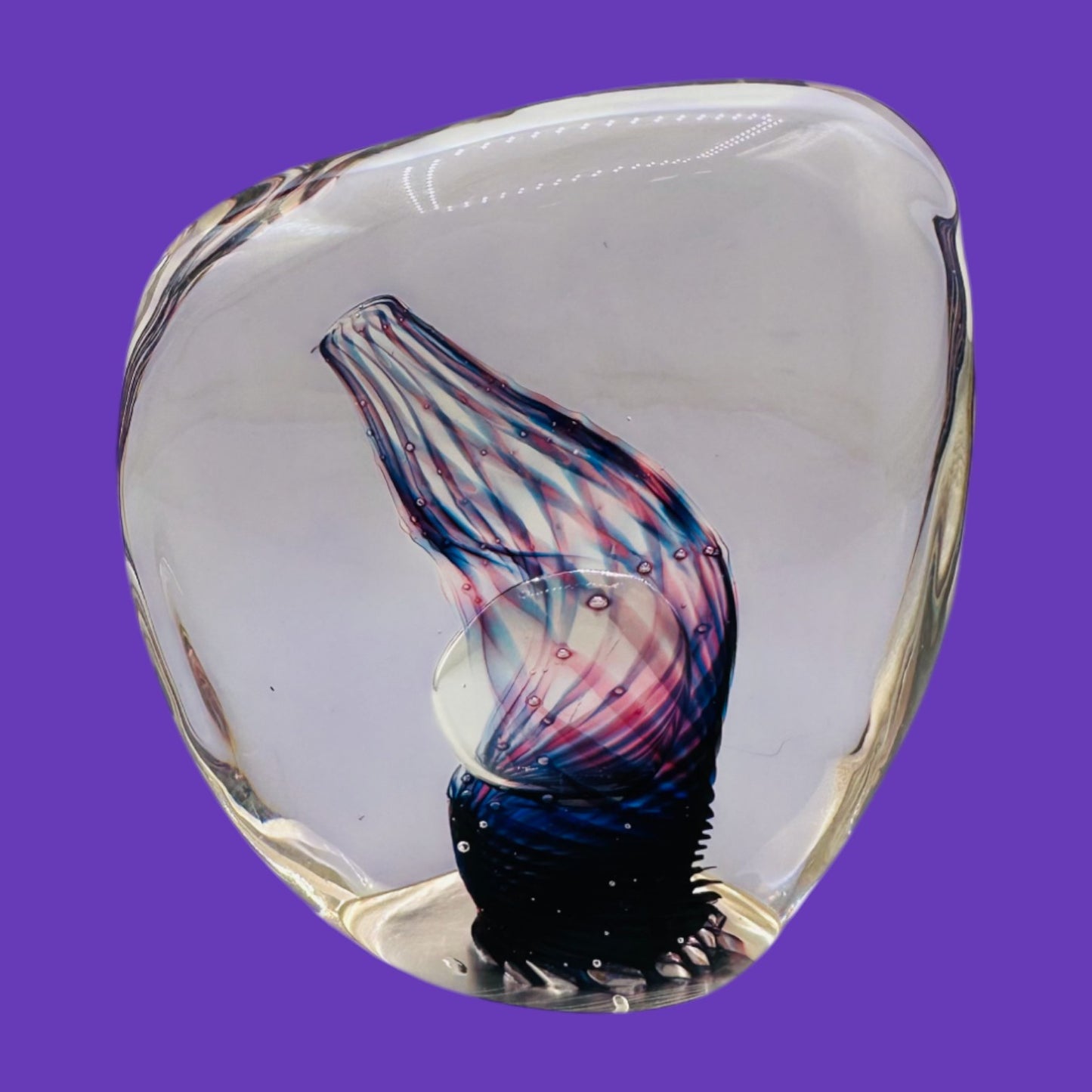 Vintage Unique Purple Art Glass Paperweight – Handblown Decorative Sculpture