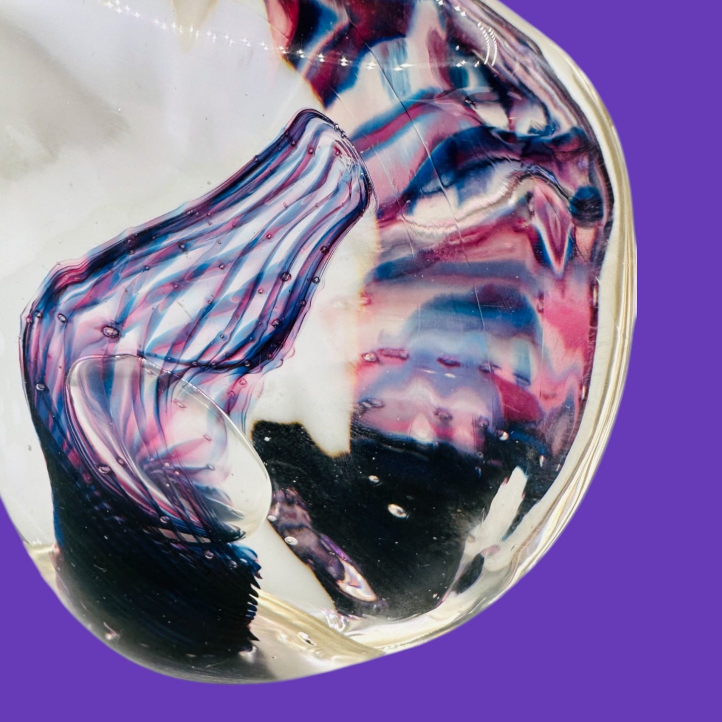 Vintage Unique Purple Art Glass Paperweight – Handblown Decorative Sculpture