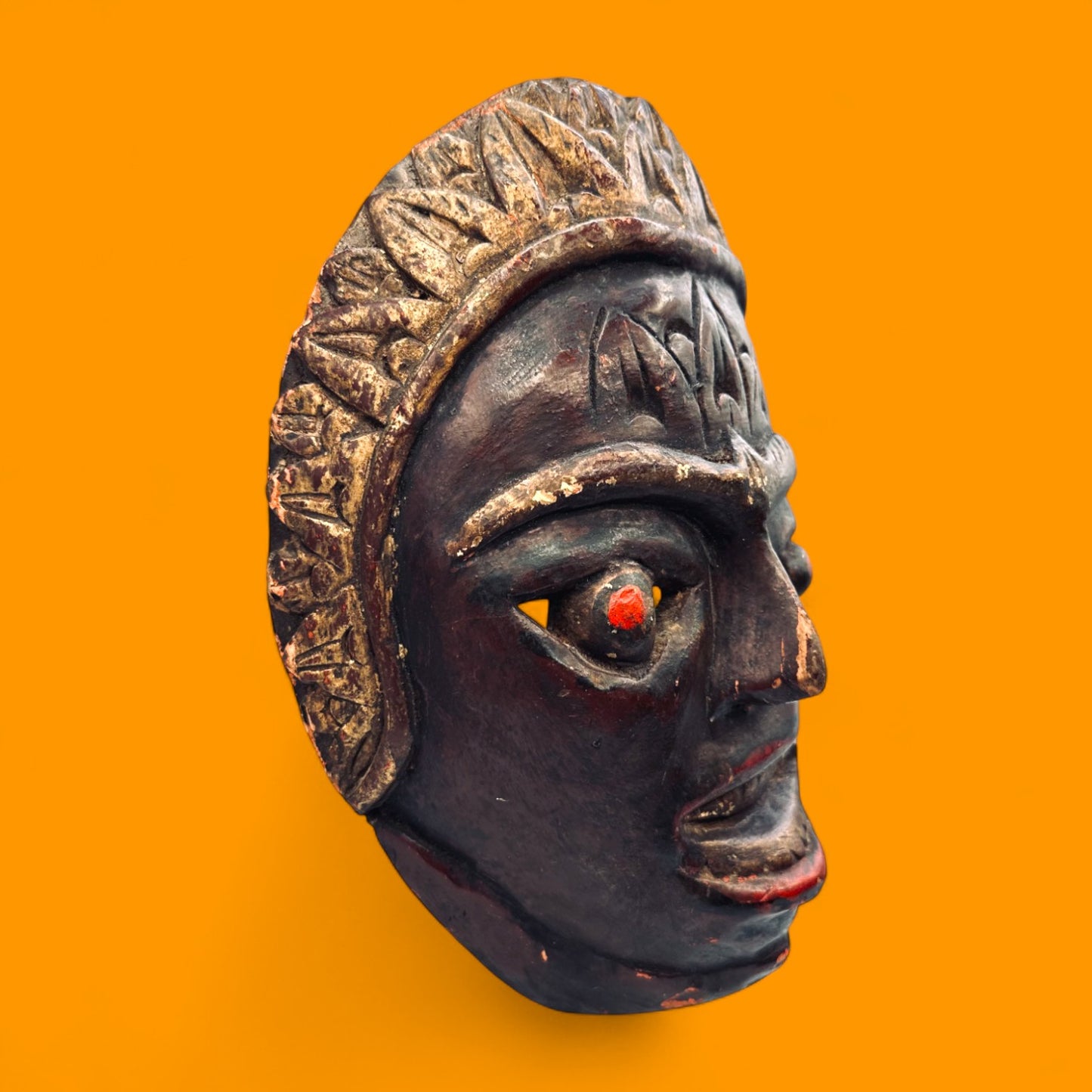 African Handmade Vintage Wooden Mask – Tribal Art Collectible