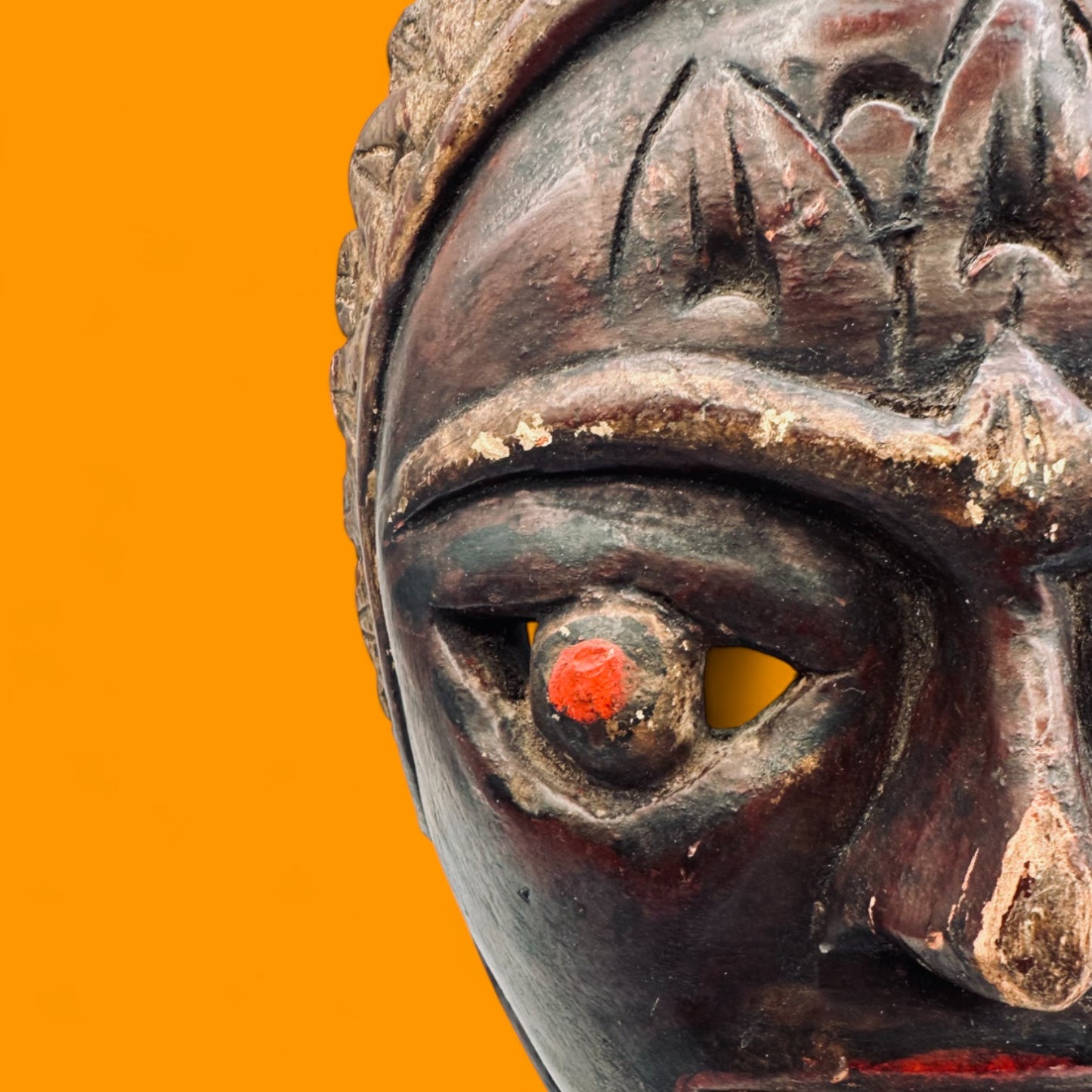 African Handmade Vintage Wooden Mask – Tribal Art Collectible