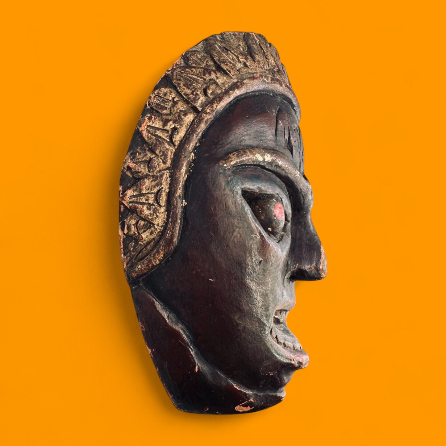 African Handmade Vintage Wooden Mask – Tribal Art Collectible