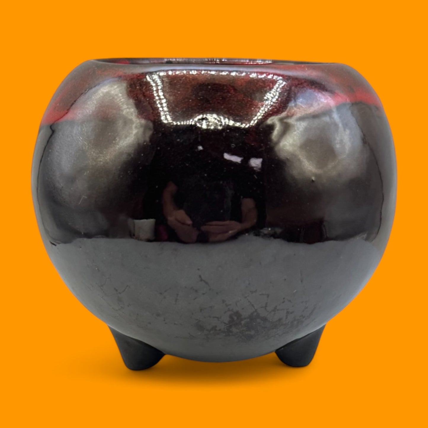 MCM Drip Glazed Tri-Footed Ceramic Flower Pot Planter