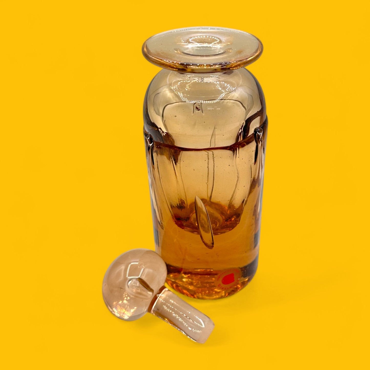 Handcrafted Canadian Amber Glass Decanter & Stopper - Unique Art Glass