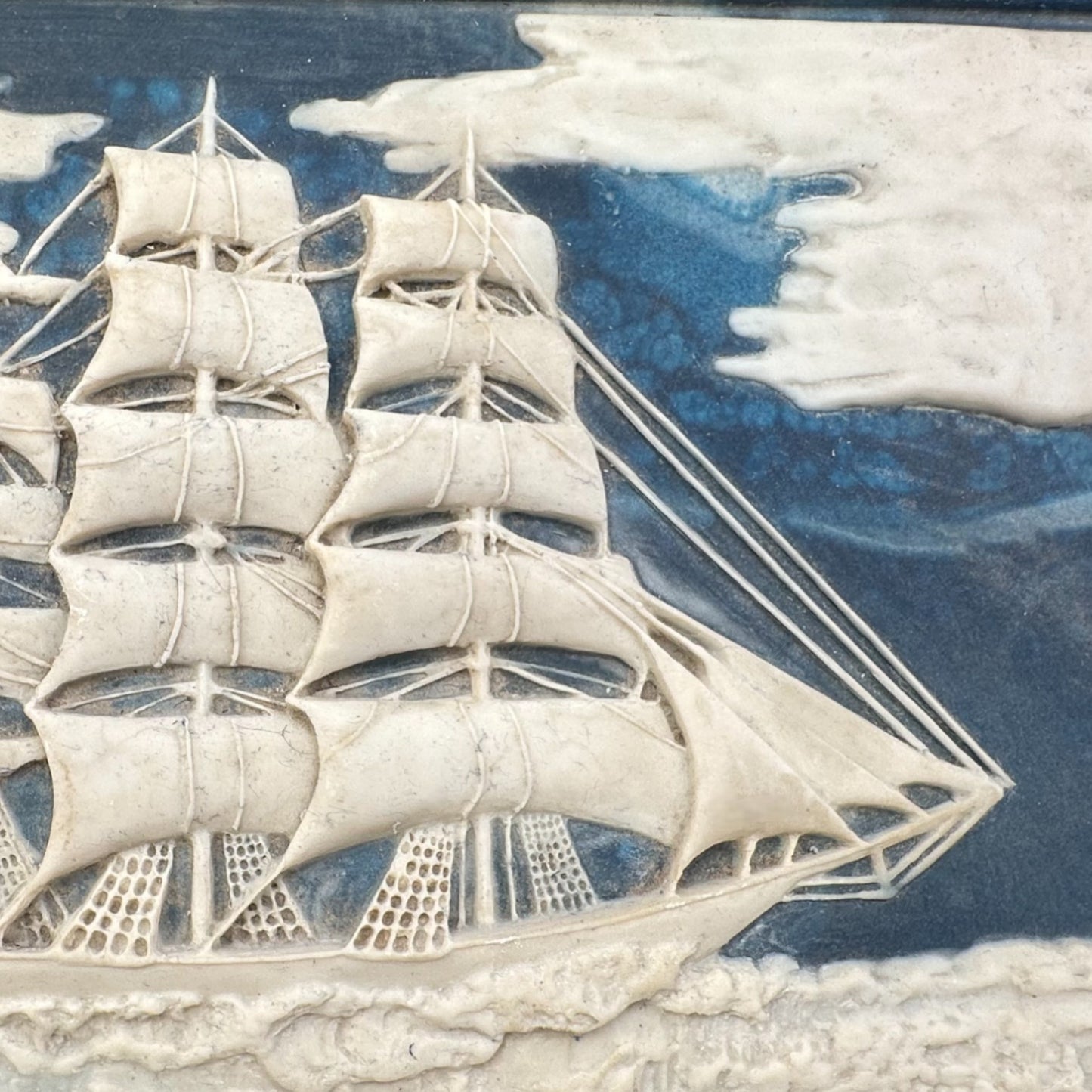 Vintage Nautical Jewelry Trinket Box – Incolay Stone Sailing Ship Design
