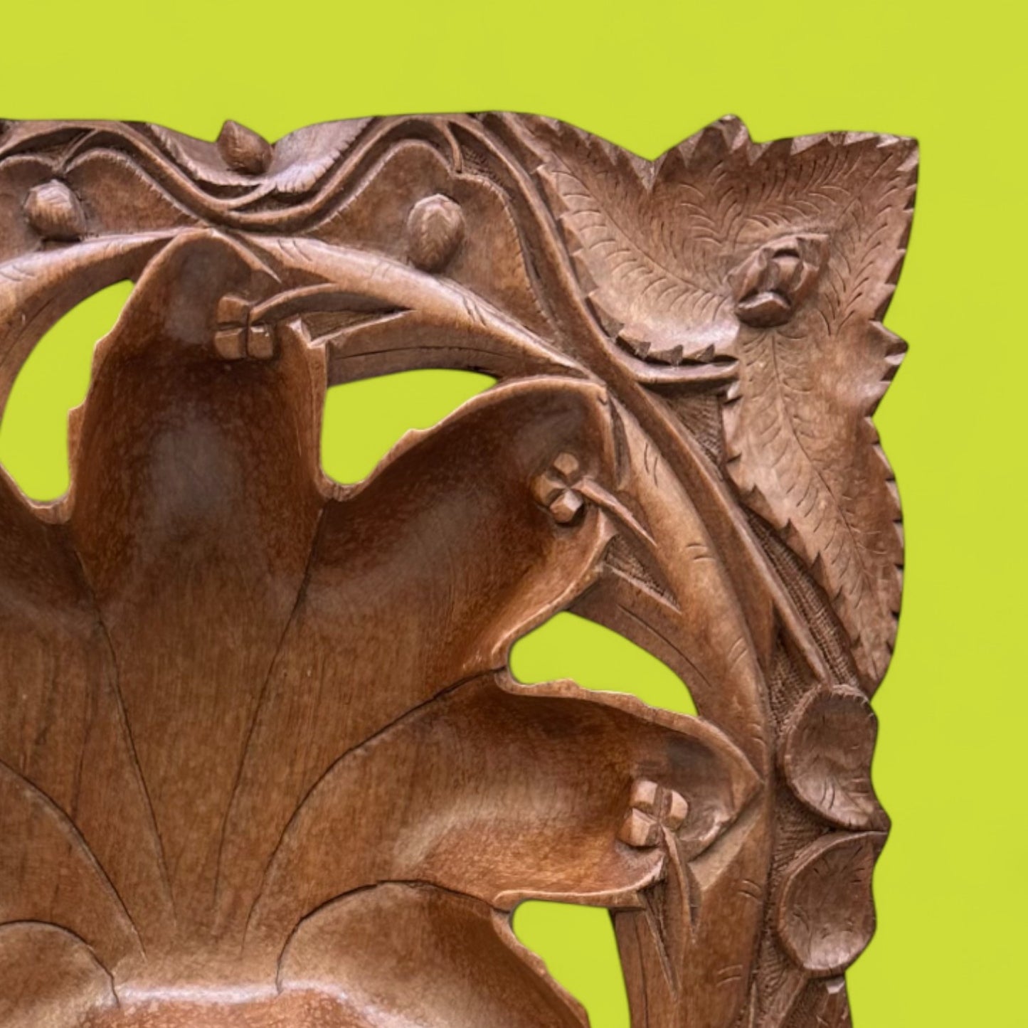 Vintage Indian Hand-Carved Hardwood Tray / Trivet – 1940s