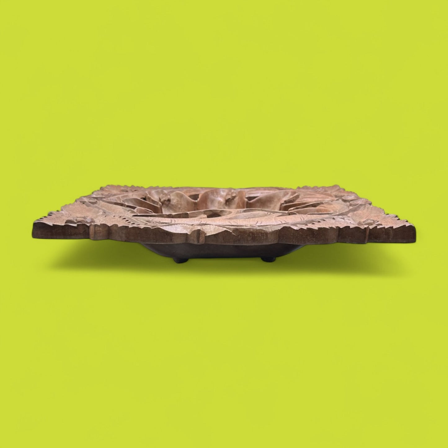 Vintage Indian Hand-Carved Hardwood Tray / Trivet – 1940s