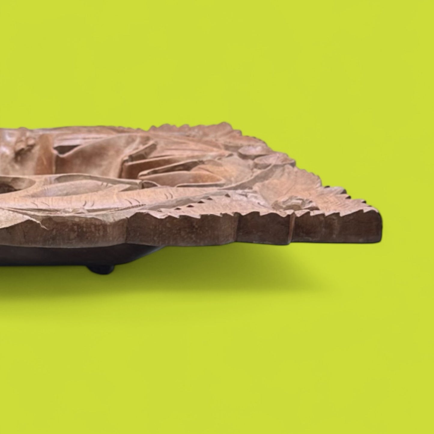 Vintage Indian Hand-Carved Hardwood Tray / Trivet – 1940s