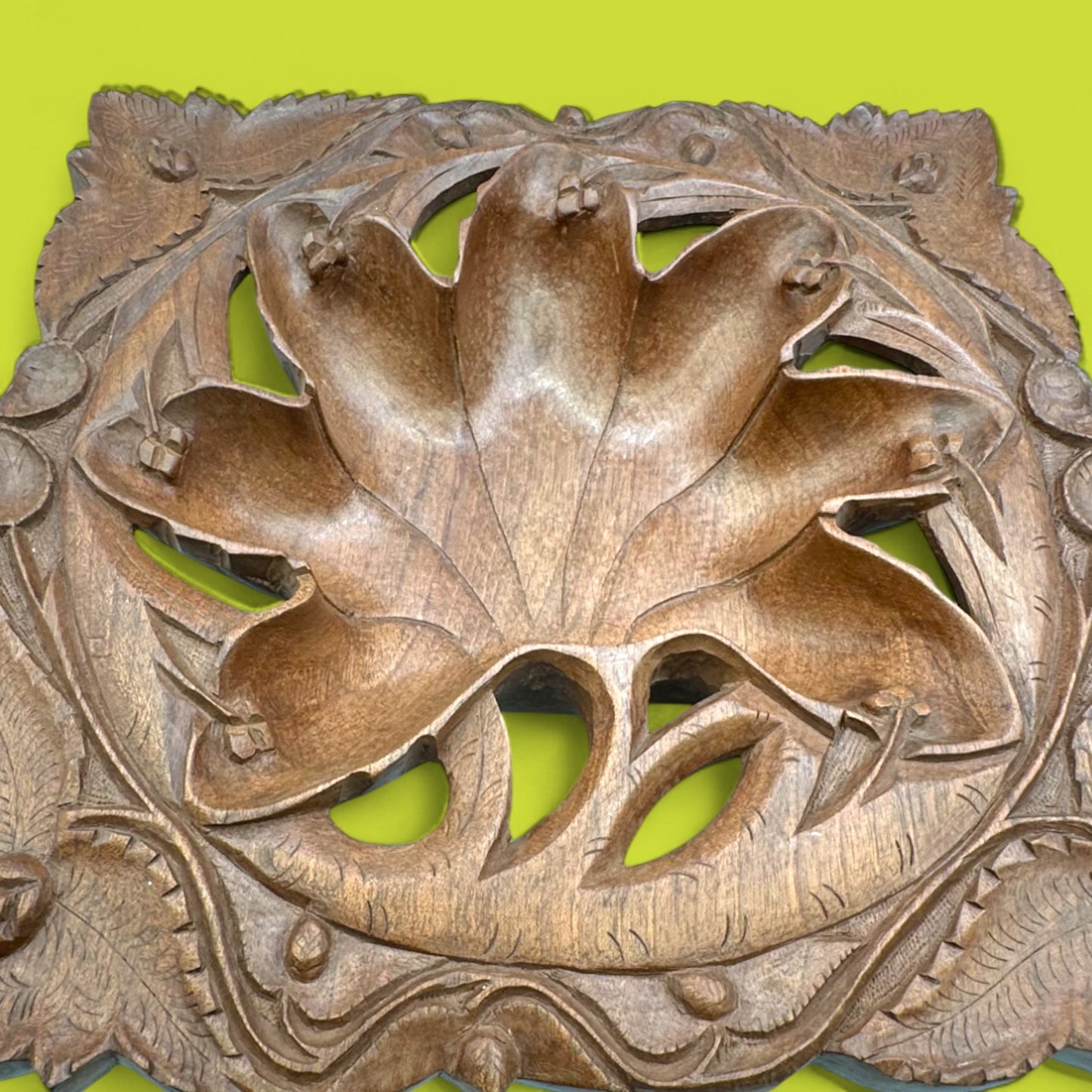 Vintage Indian Hand-Carved Hardwood Tray / Trivet – 1940s