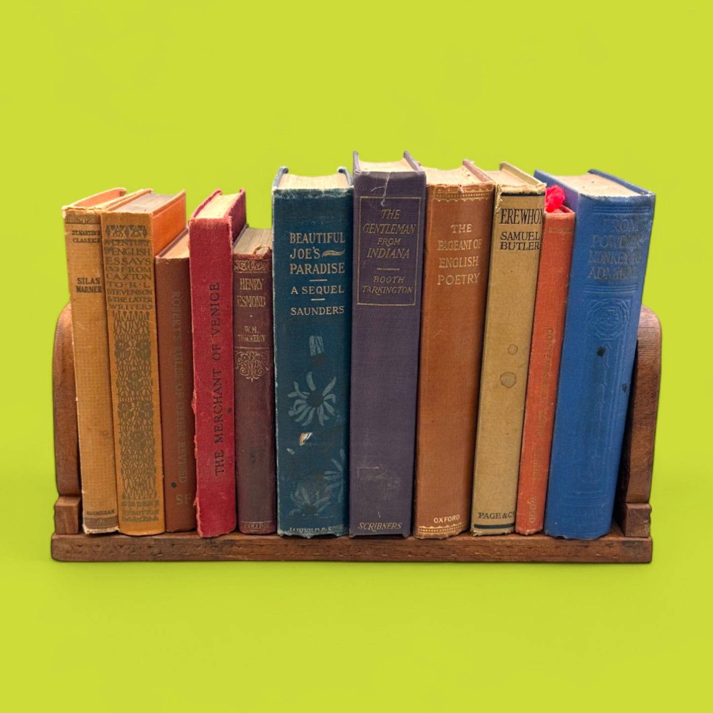 Vintage Wooden Book Stand Book Ends – Adjustable Kashmir / Indian Hand Carved