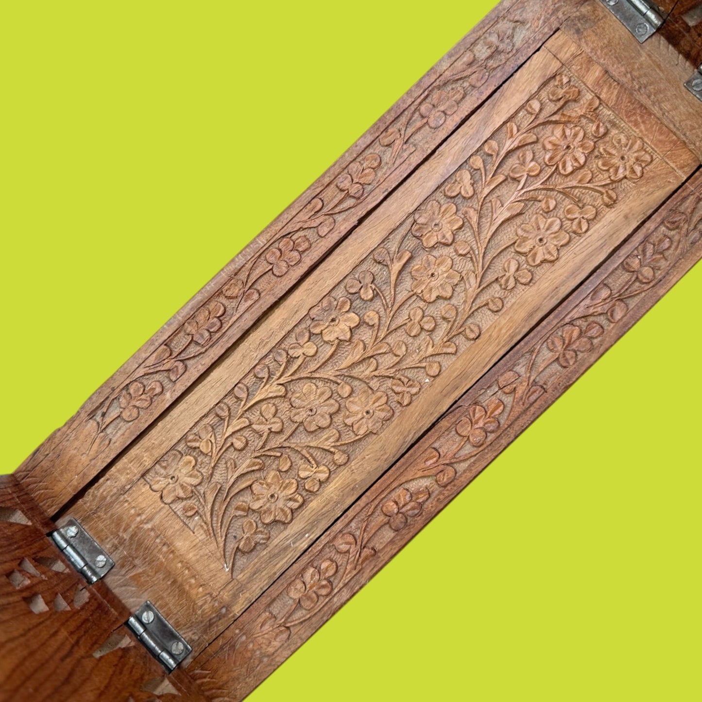 Vintage Wooden Book Stand Book Ends – Adjustable Kashmir / Indian Hand Carved
