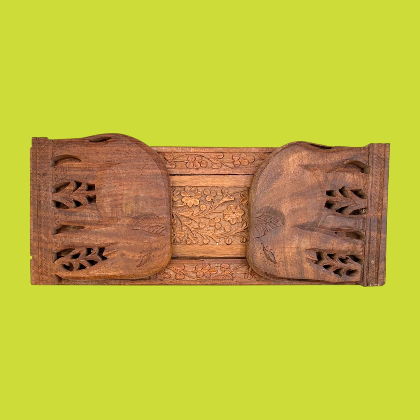 Vintage Wooden Book Stand Book Ends – Adjustable Kashmir / Indian Hand Carved
