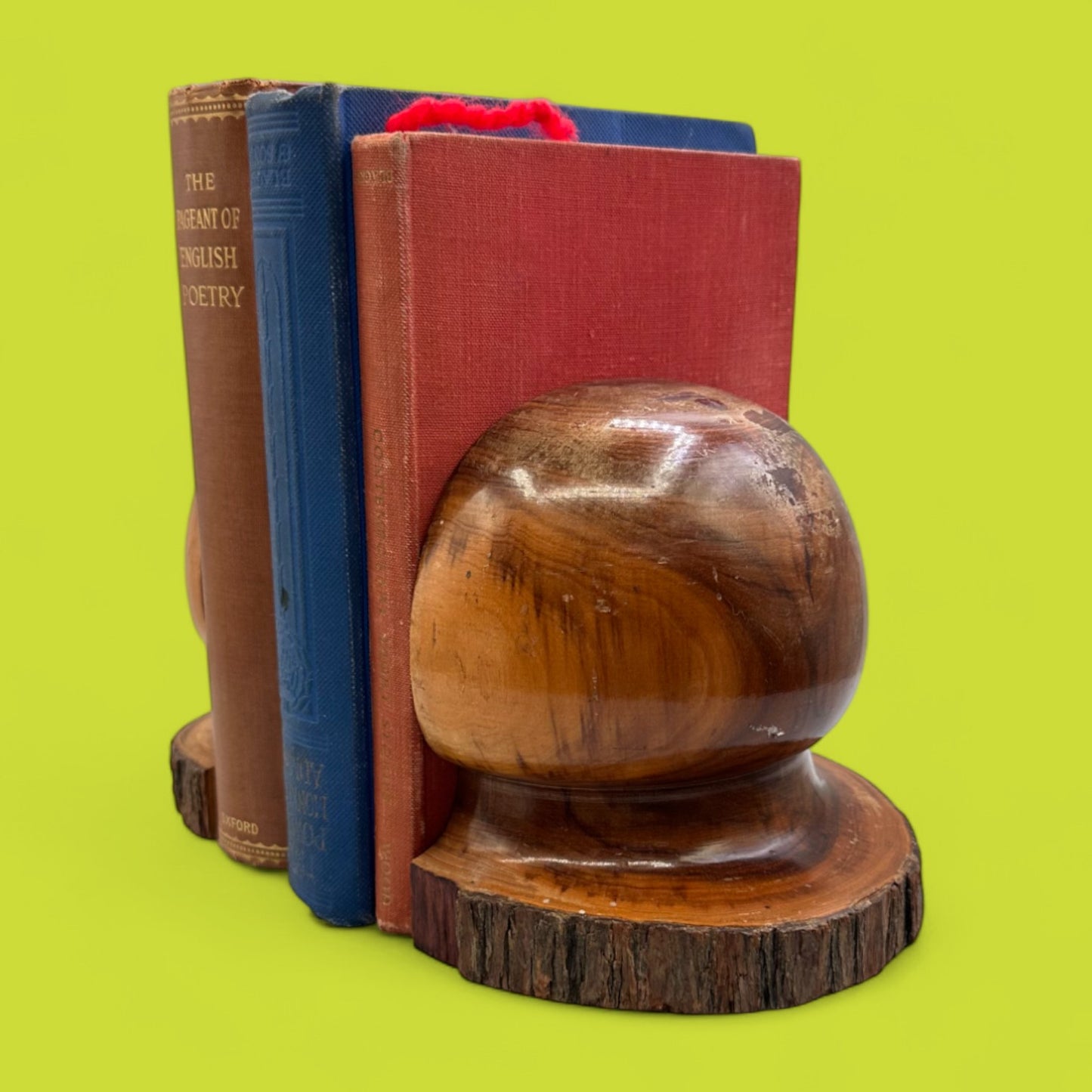 Vintage Australian Mulga Wood Book Ends – Rounded Mid-Century Pair