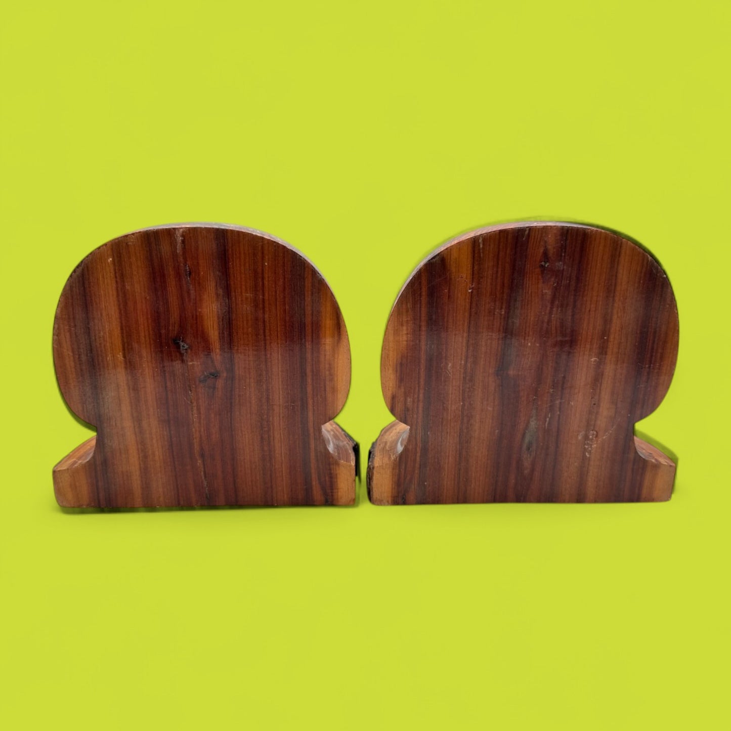 Vintage Australian Mulga Wood Book Ends – Rounded Mid-Century Pair