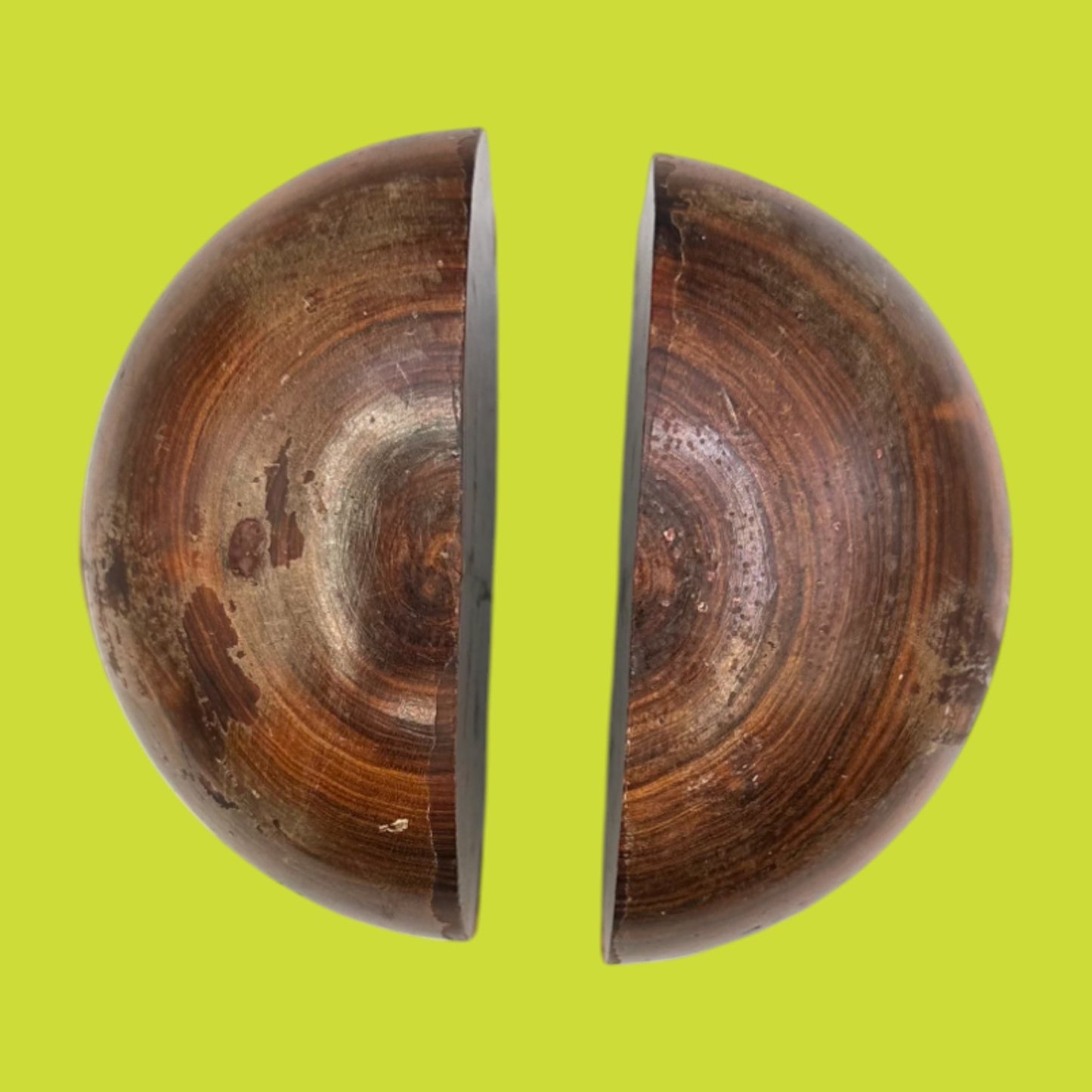 Vintage Australian Mulga Wood Book Ends – Rounded Mid-Century Pair