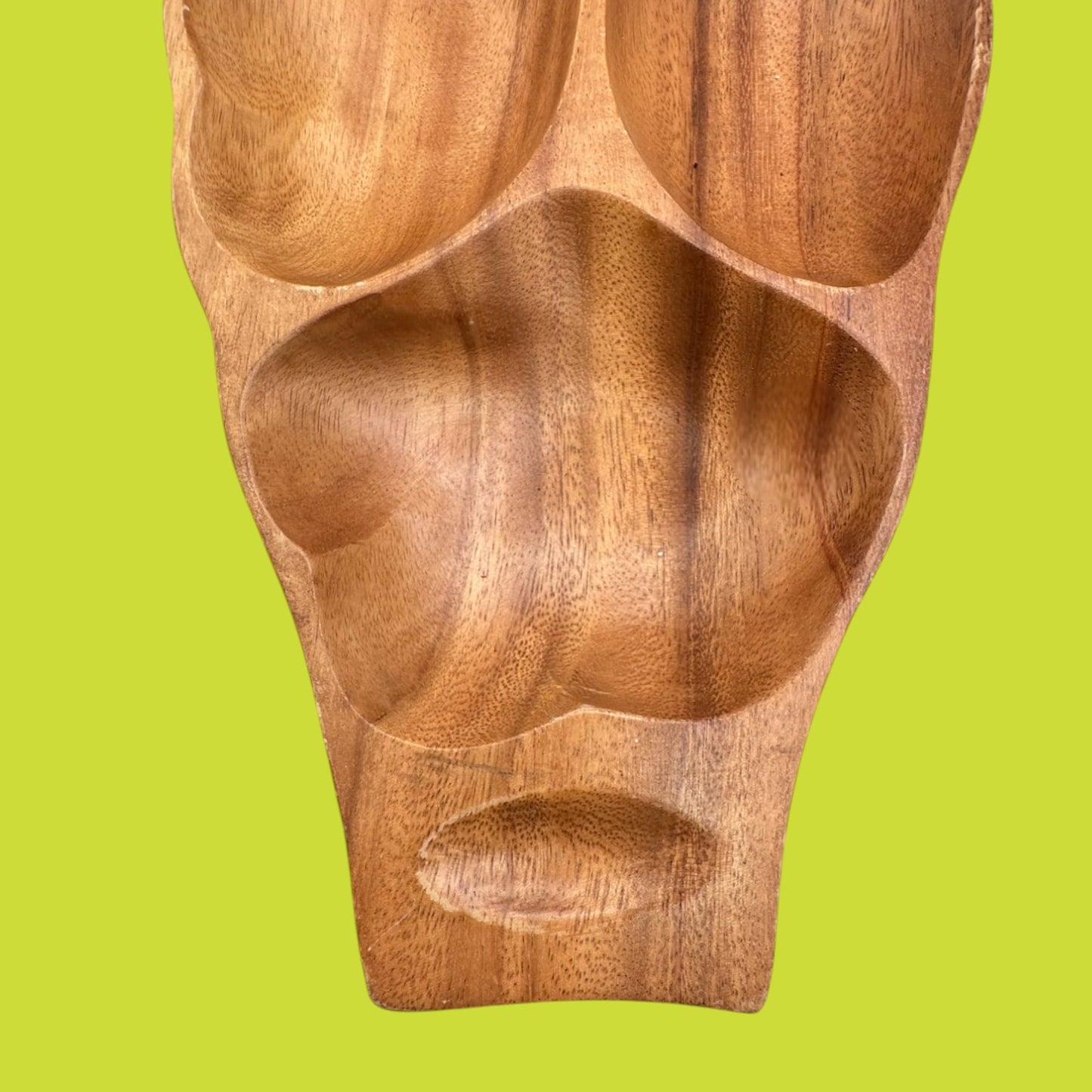 Vintage Monkey Pod Wood Bowl – Multi-Compartment Serving Tray