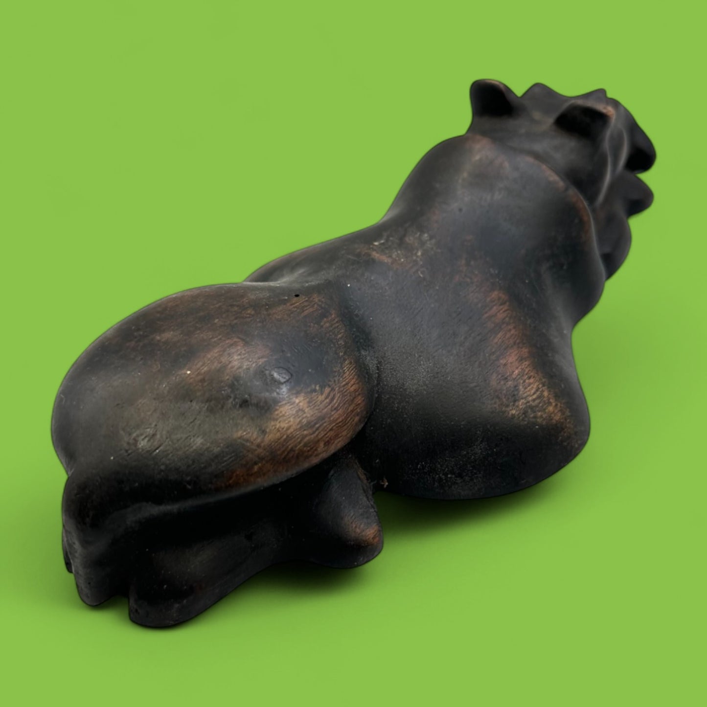 African Hand-Carved Ebony Hippo Figure - Antique