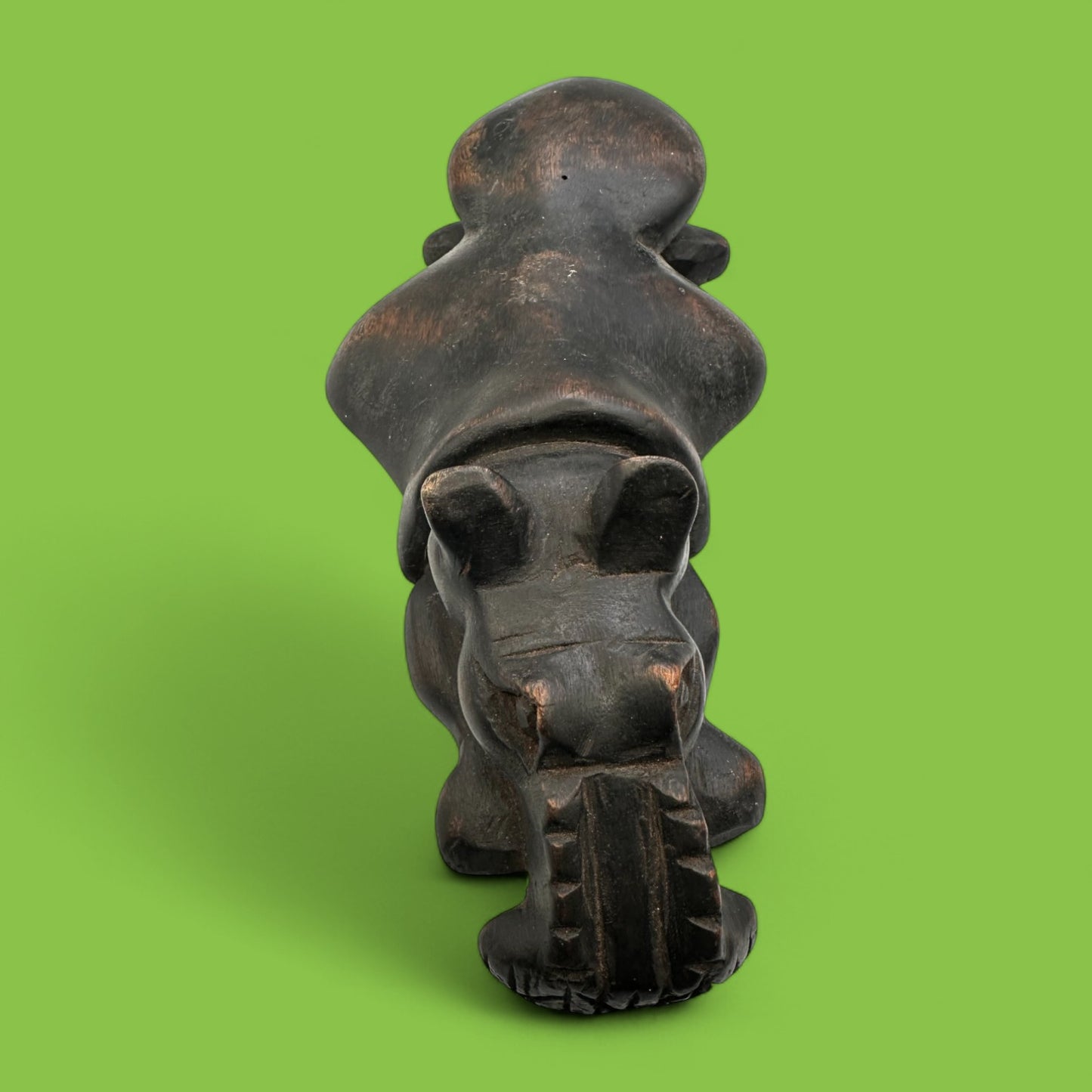African Hand-Carved Ebony Hippo Figure - Antique