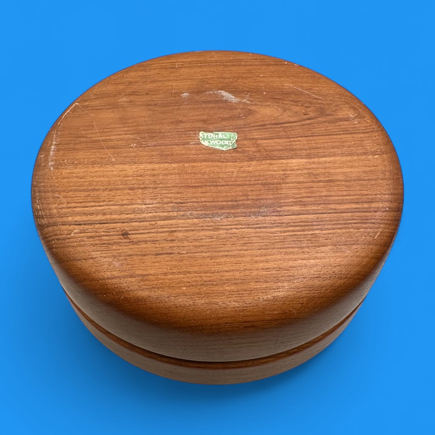 Vintage 1970s Carved Teak Wood Grooved Salad Bowl with Fork & Spoon