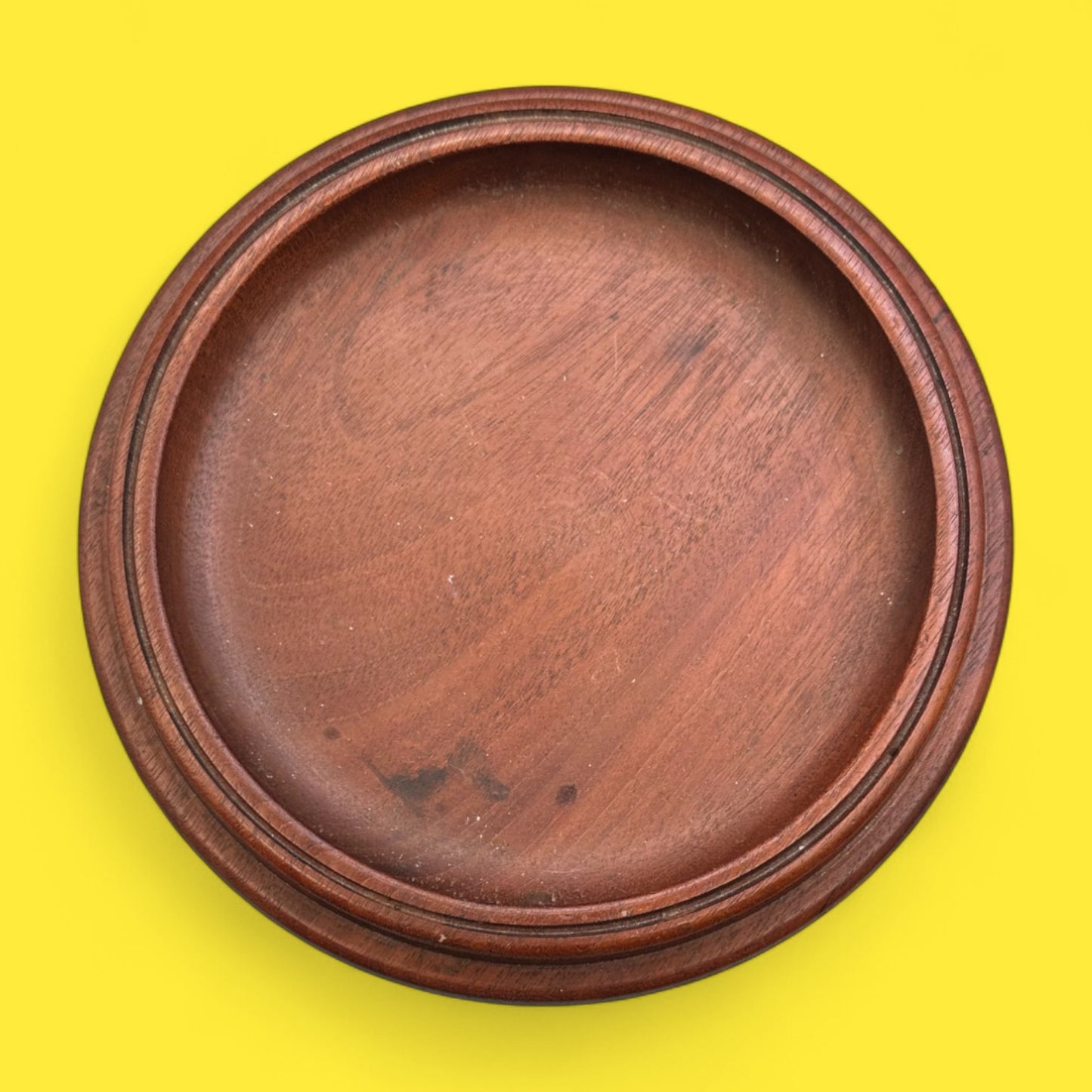 Vintage Dark Wood Church Offering Tray – Mahogany with Red Velvet Base