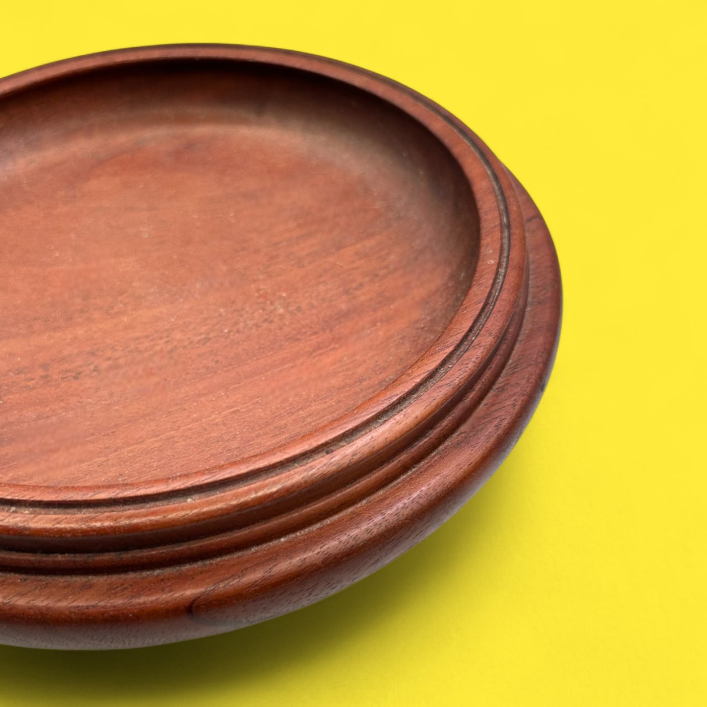 Vintage Dark Wood Church Offering Tray – Mahogany with Red Velvet Base