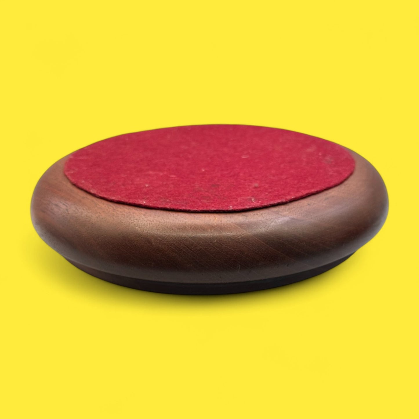 Vintage Dark Wood Church Offering Tray – Mahogany with Red Velvet Base