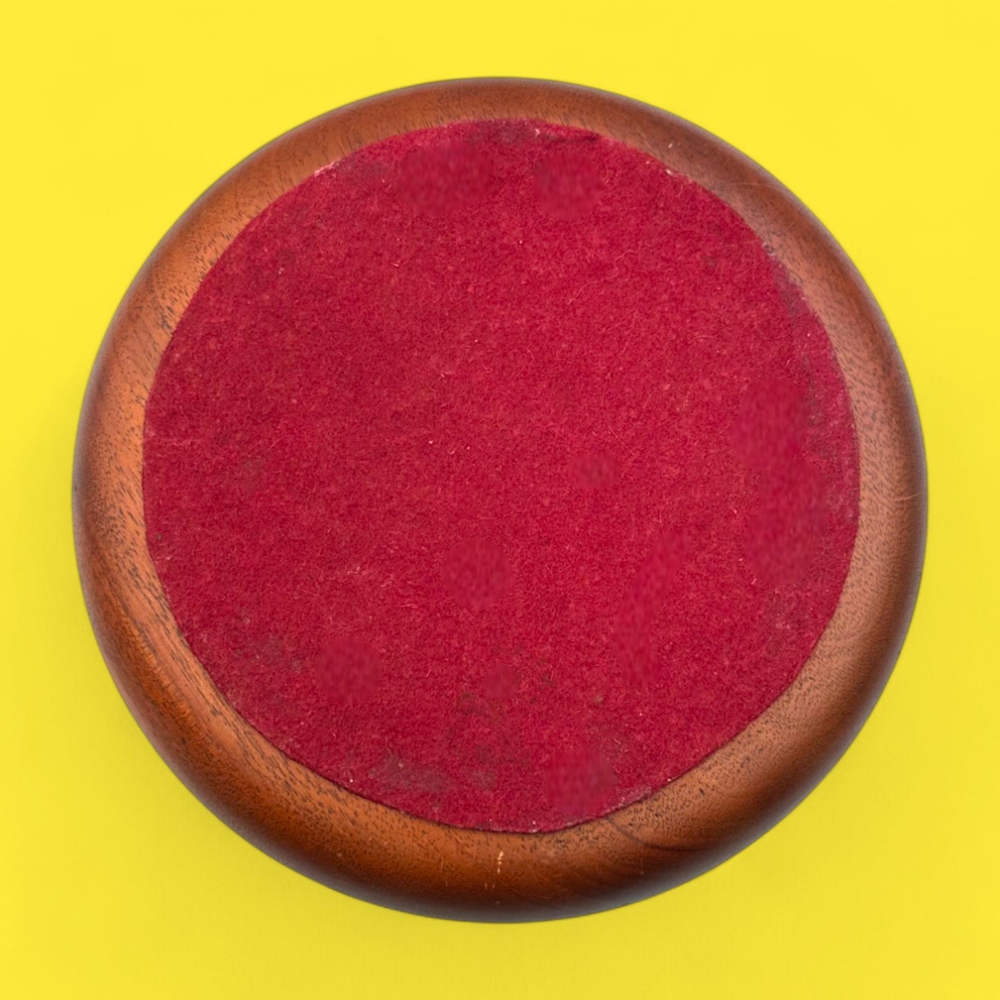 Vintage Dark Wood Church Offering Tray – Mahogany with Red Velvet Base