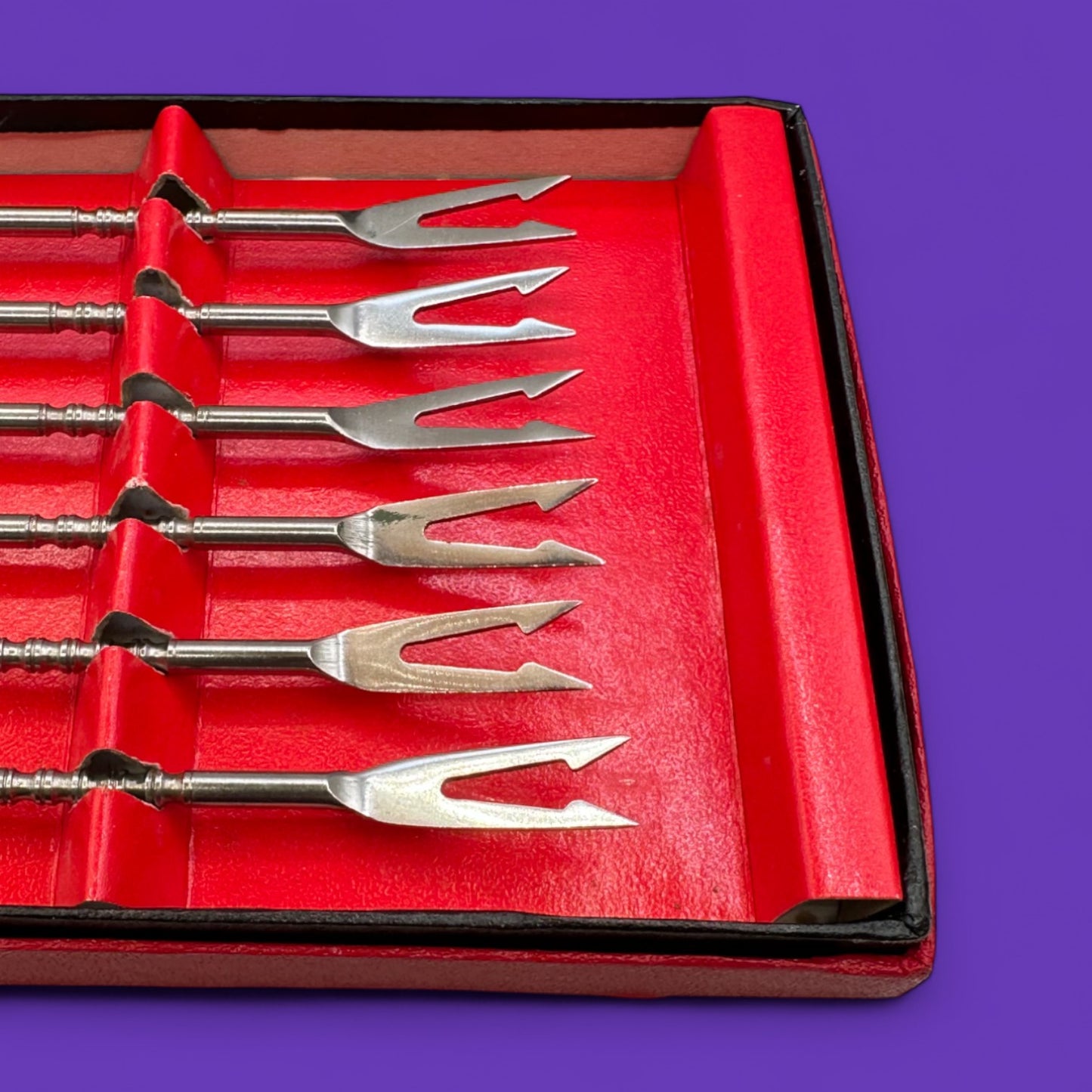 Mid Century Teak Fondue Forks – Vintage Set of 6 in Box
