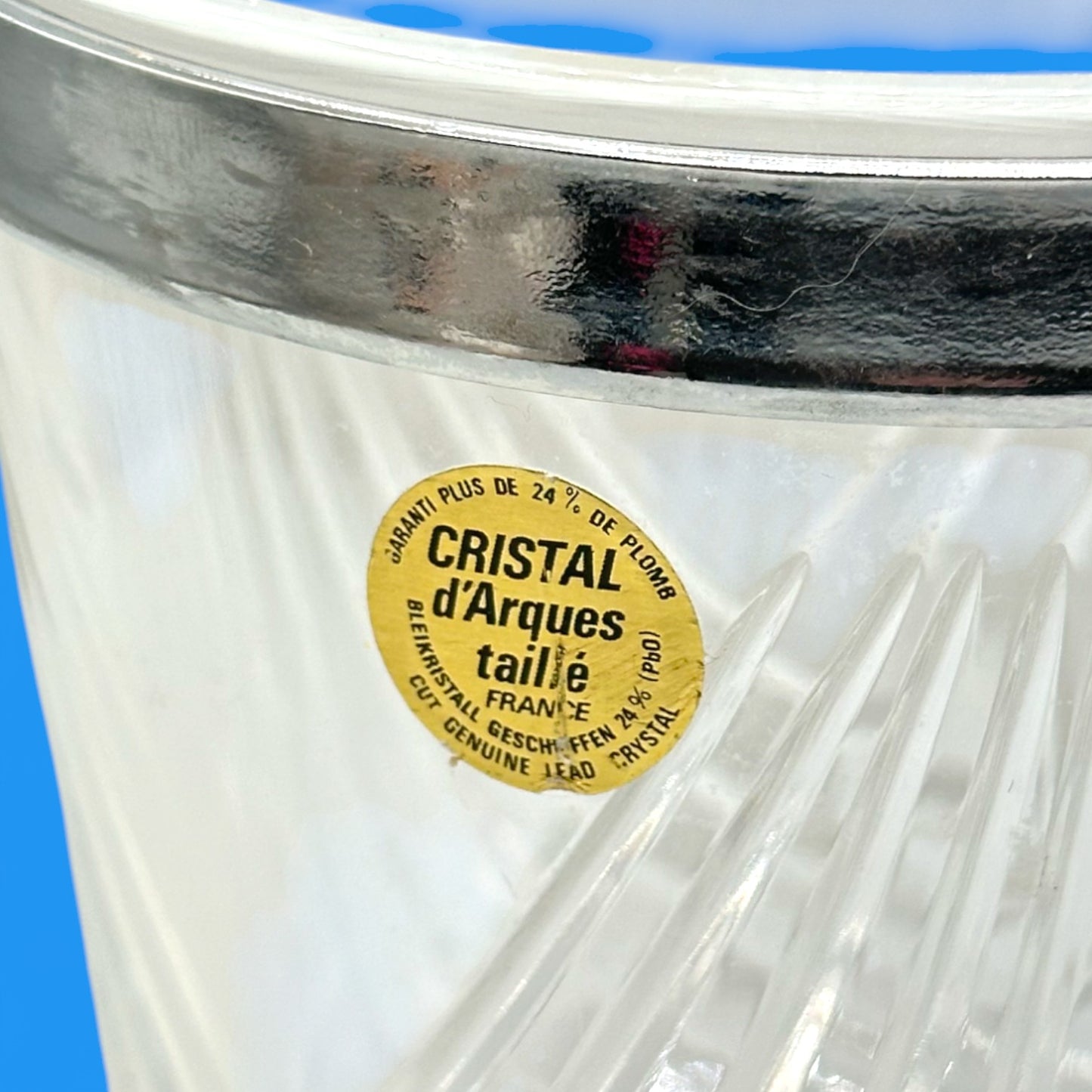 Vintage Cristal d'Arques Taille Ice Bucket with Tongs – French Crystal Barware