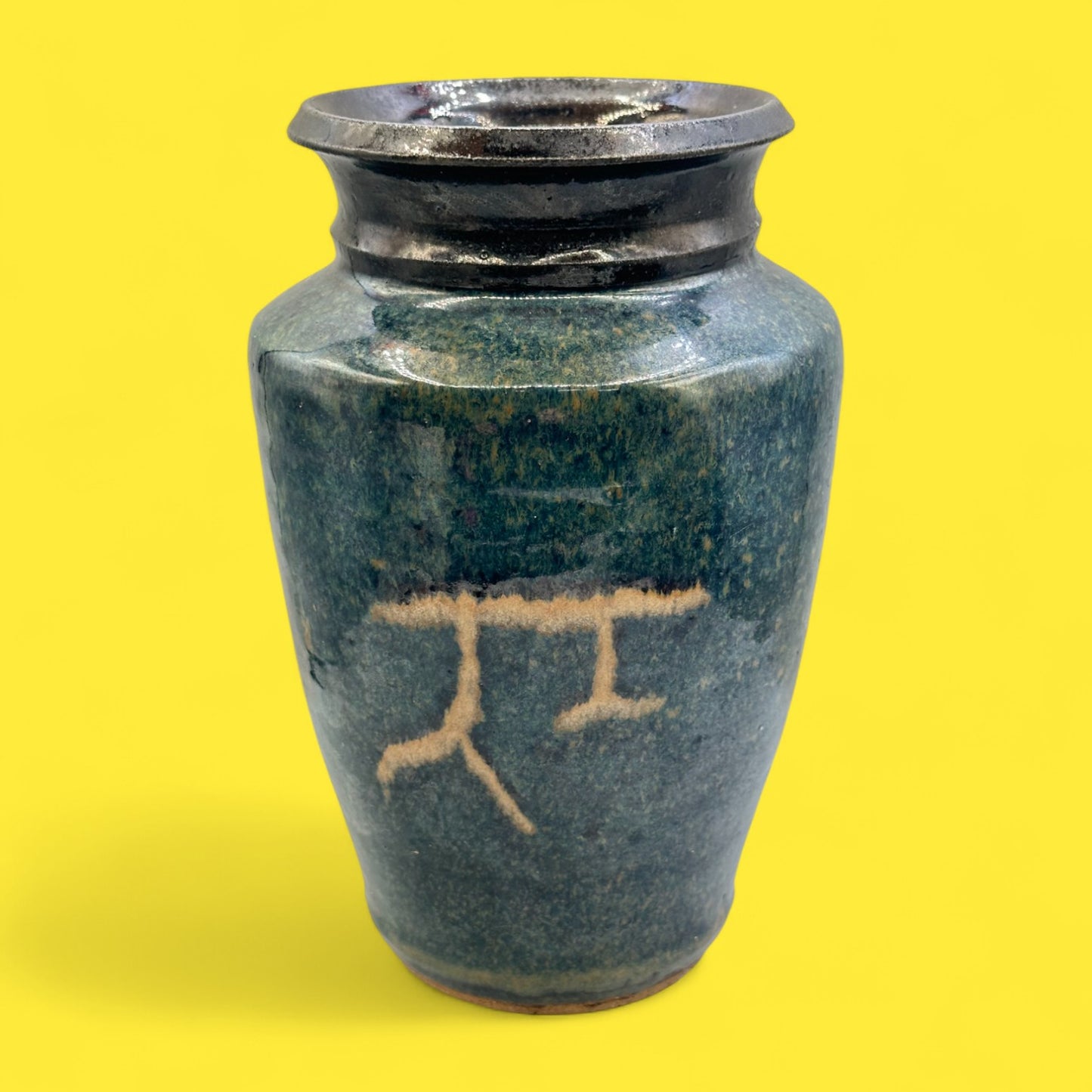 Vintage Handmade Pottery Vase – Signed JY '89 – Rustic Studio Stoneware