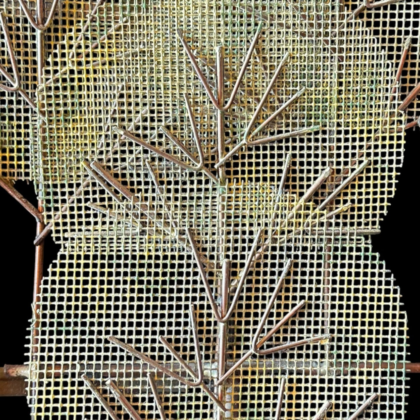 Signed Curtis Jere Brutalist Metal Wall Sculpture – Church Village & Tree Scene