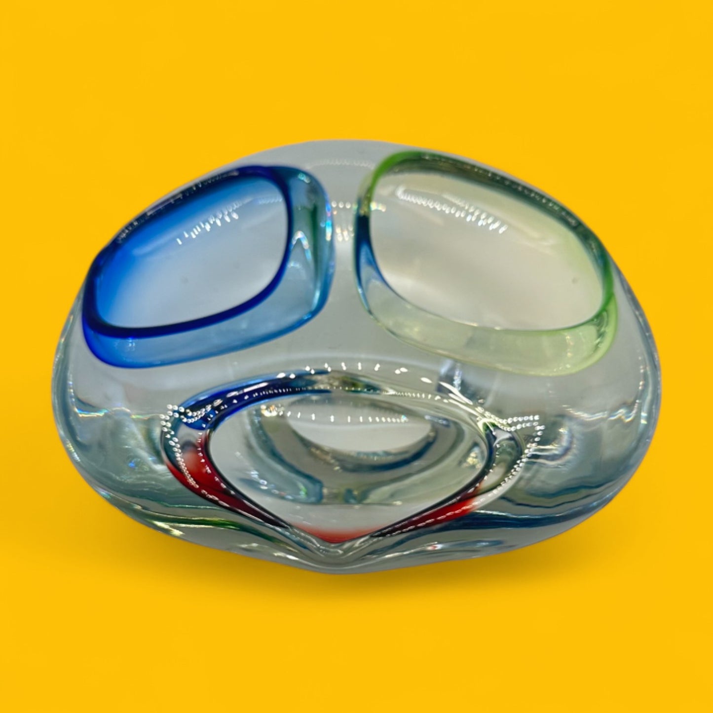 Vintage Murano Tri-Colored Art Glass Dish – Mid-Century Modern