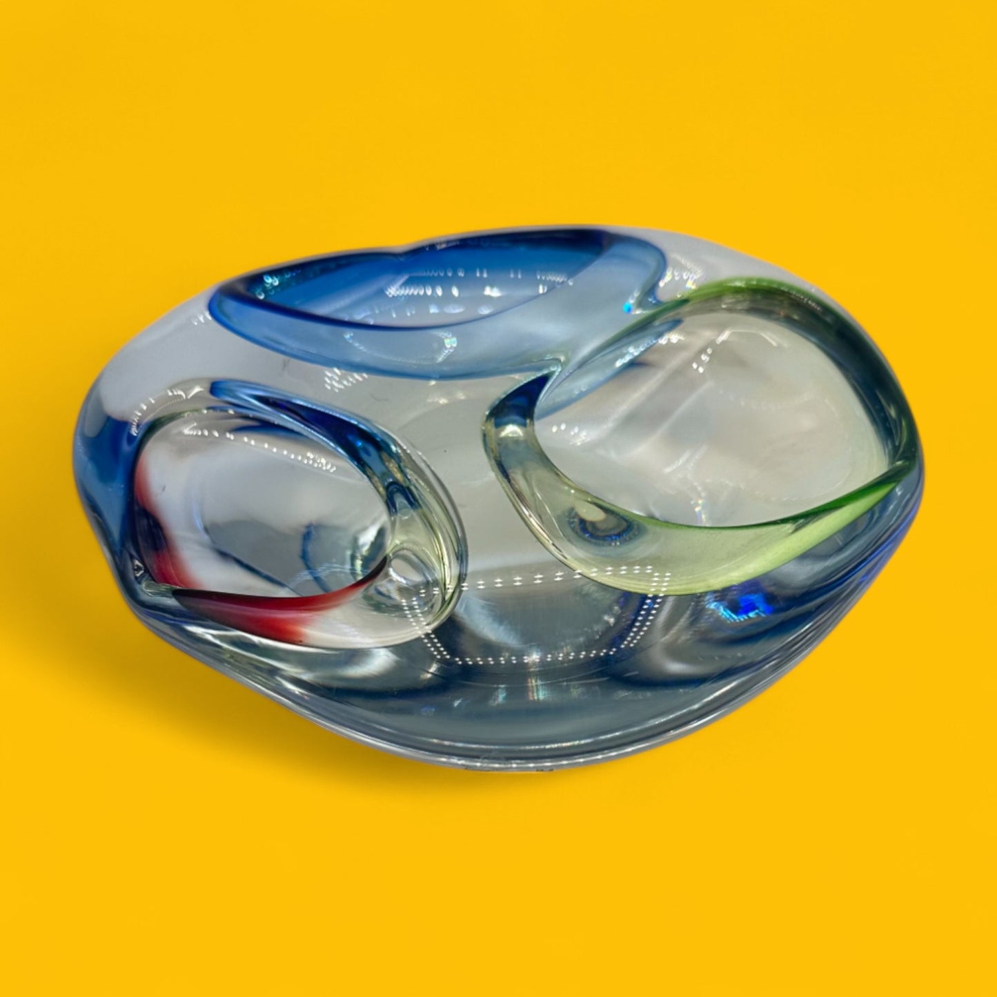Vintage Murano Tri-Colored Art Glass Dish – Mid-Century Modern