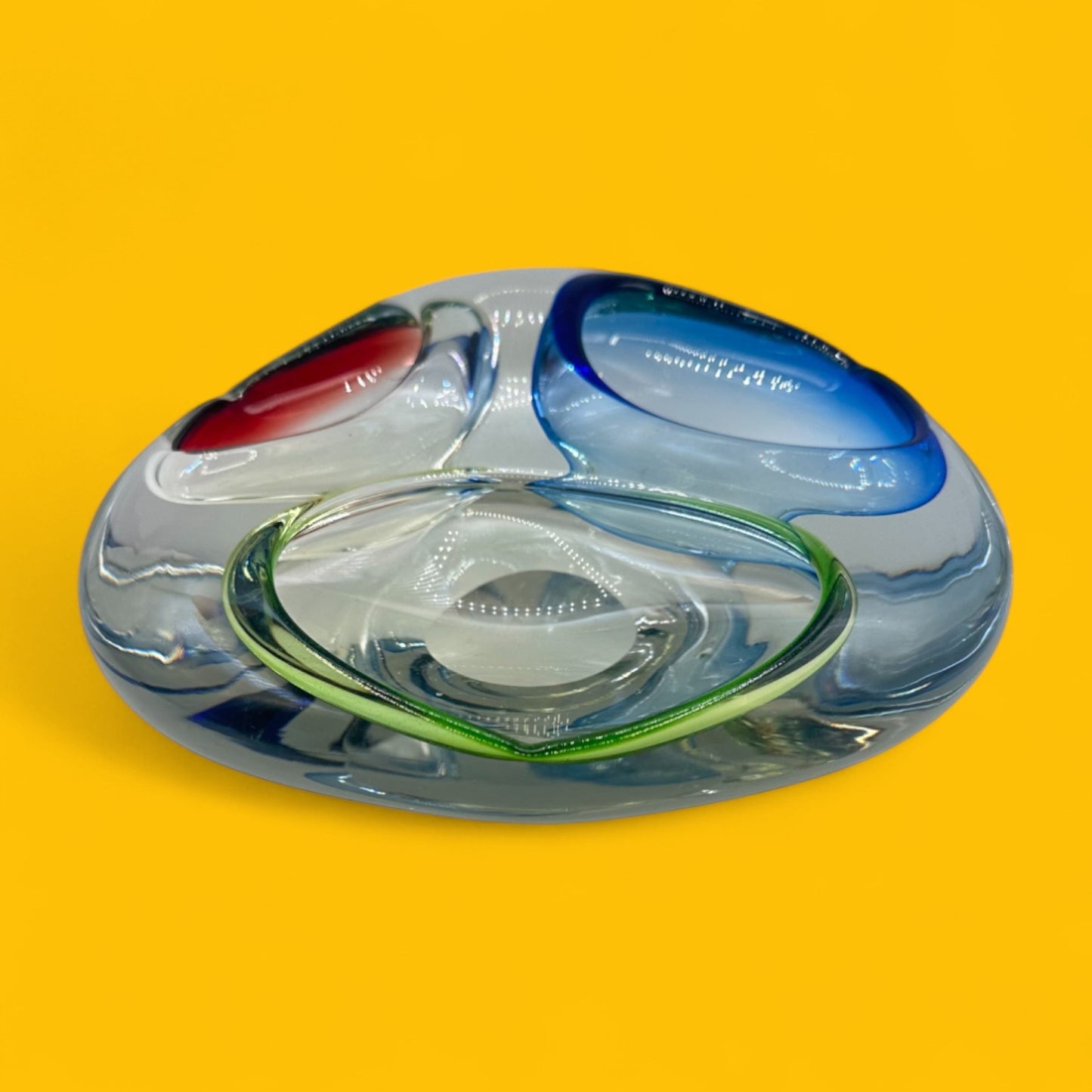 Vintage Murano Tri-Colored Art Glass Dish – Mid-Century Modern