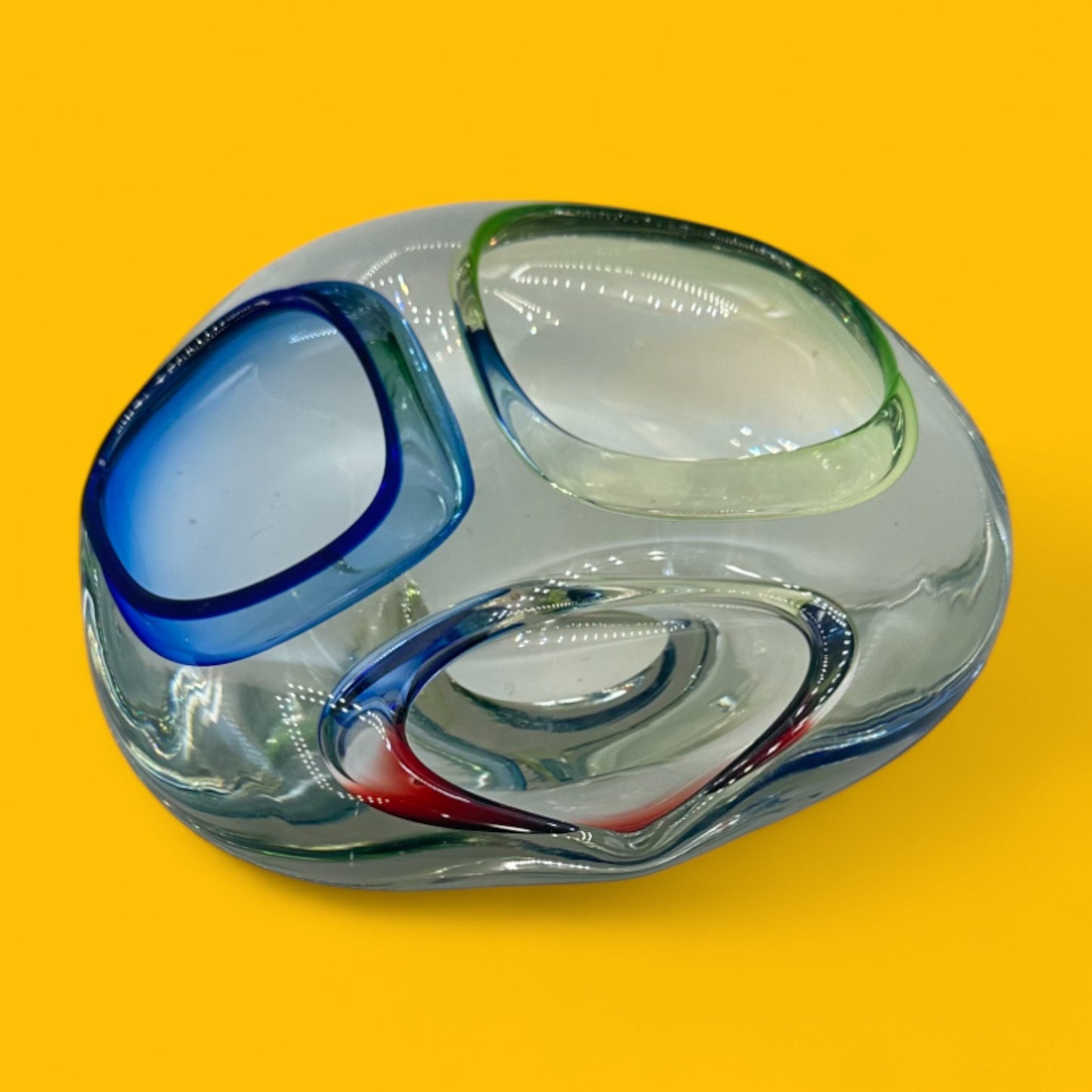 Vintage Murano Tri-Colored Art Glass Dish – Mid-Century Modern