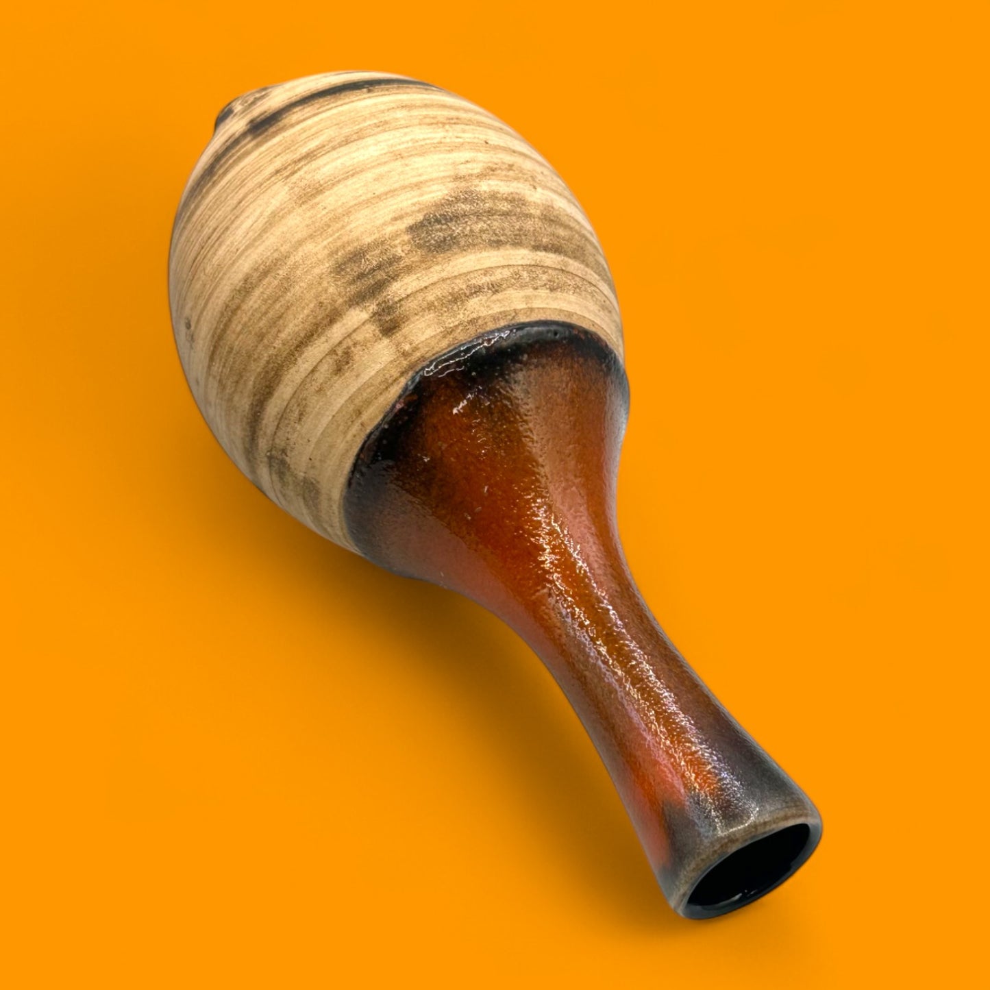 Vintage Canadian Studio Pottery Vase Orange Brown Midcentury Modern