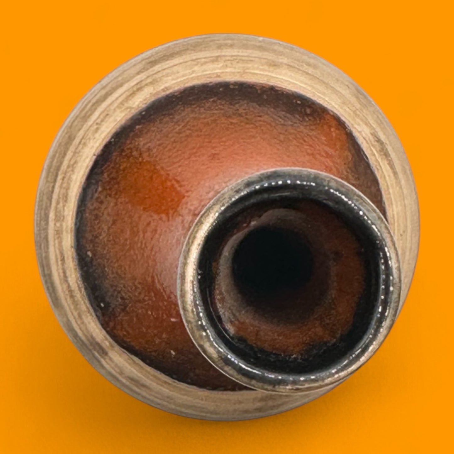 Vintage Canadian Studio Pottery Vase Orange Brown Midcentury Modern