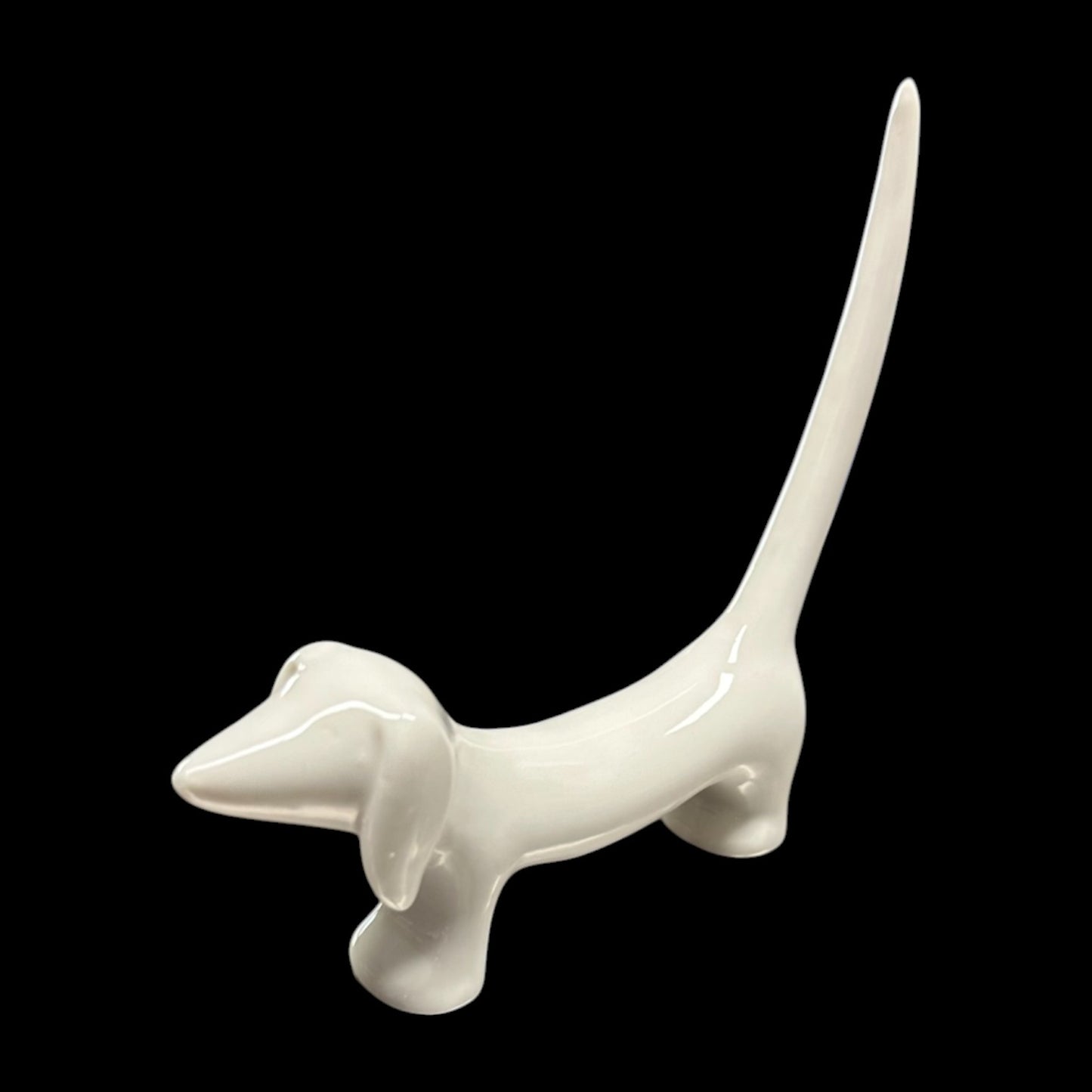 Dachshund Ring Holder – White Ceramic