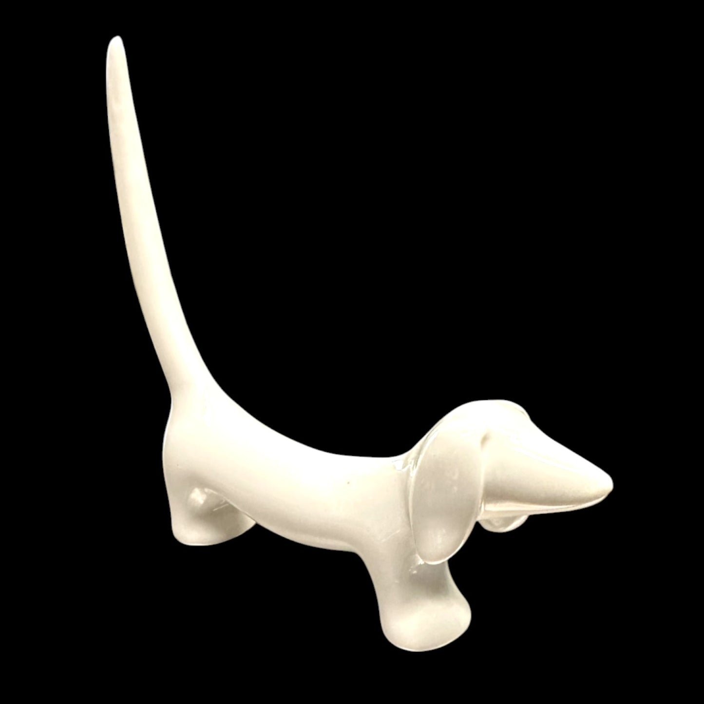 Dachshund Ring Holder – White Ceramic